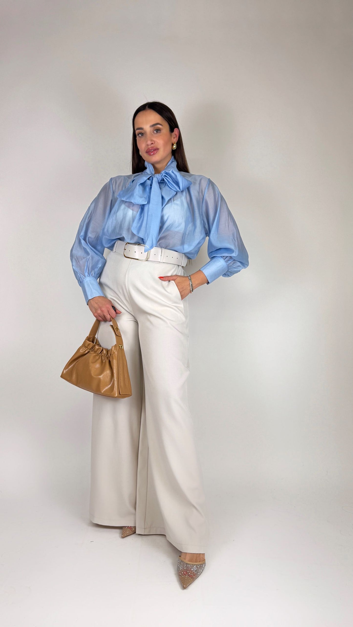 Camicia Tencel con fiocco