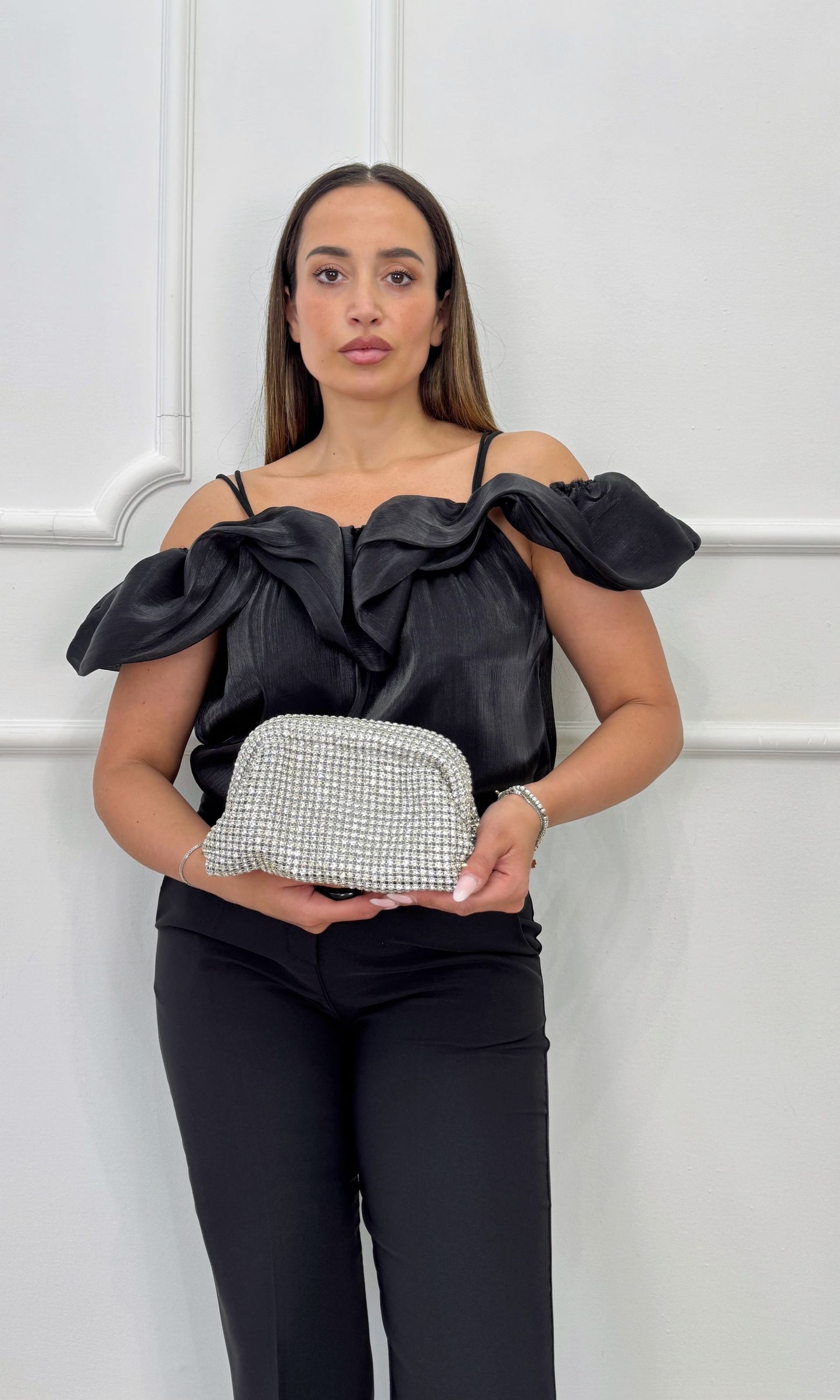 Clutch strass Argento