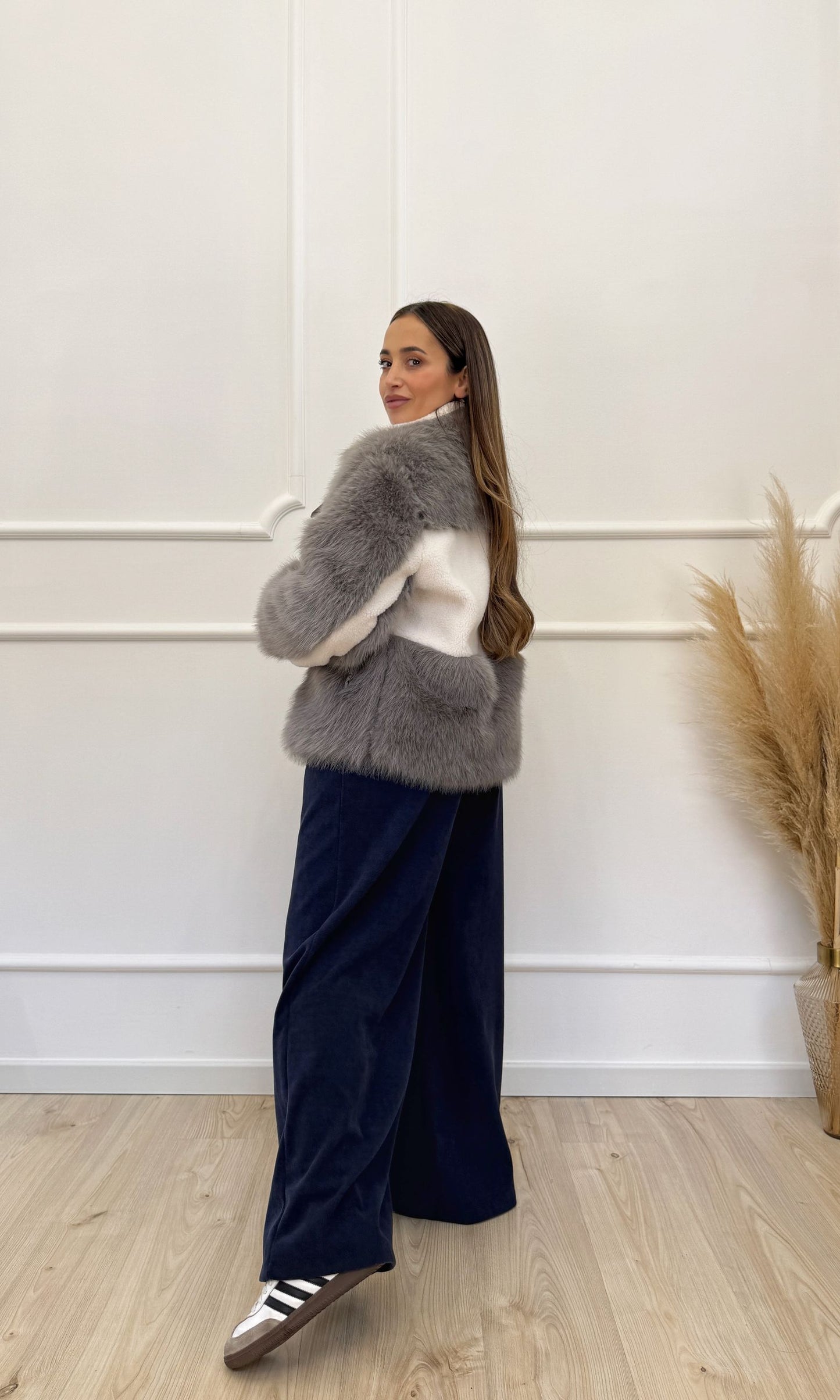 Ecopelliccia con Pile Grigia