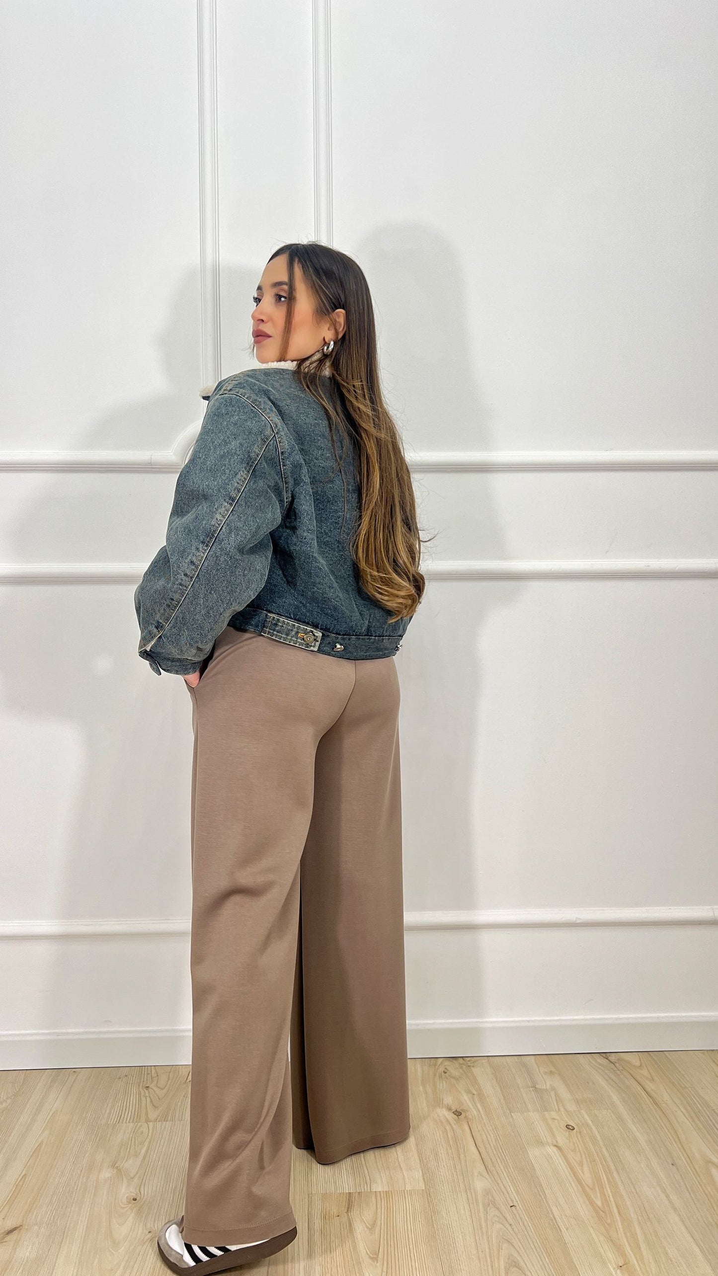 Bomber denim e pelliccia Lumina