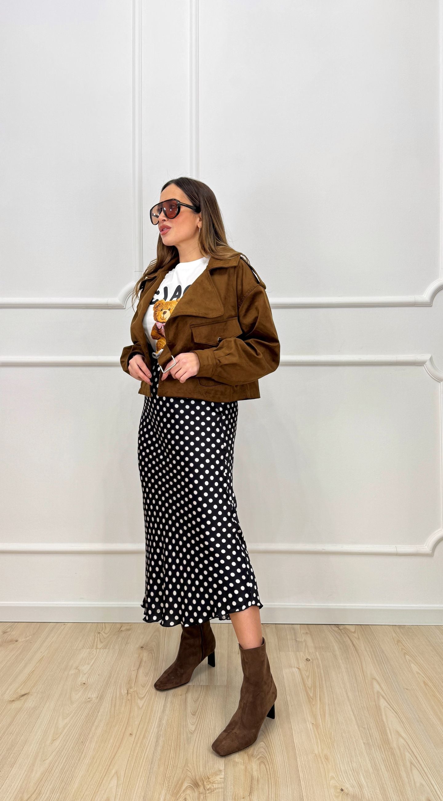 Giacca camoscio con fibbie