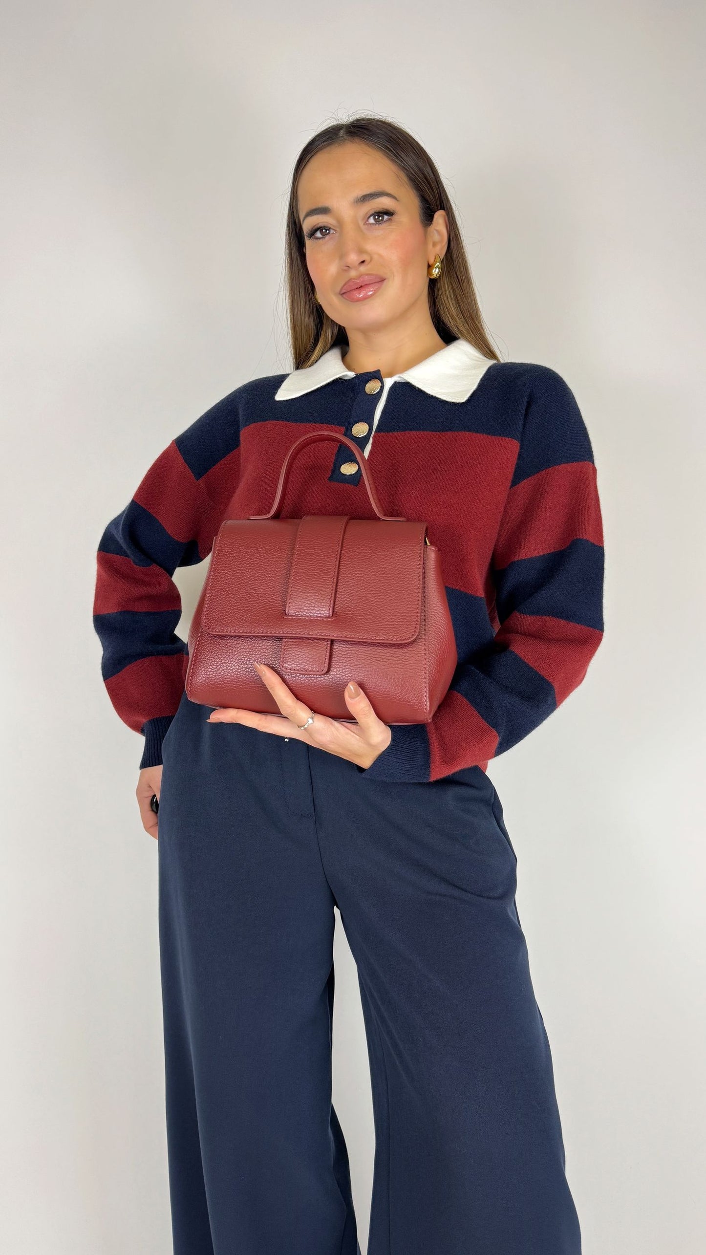 Bauletto Bordeaux in pelle