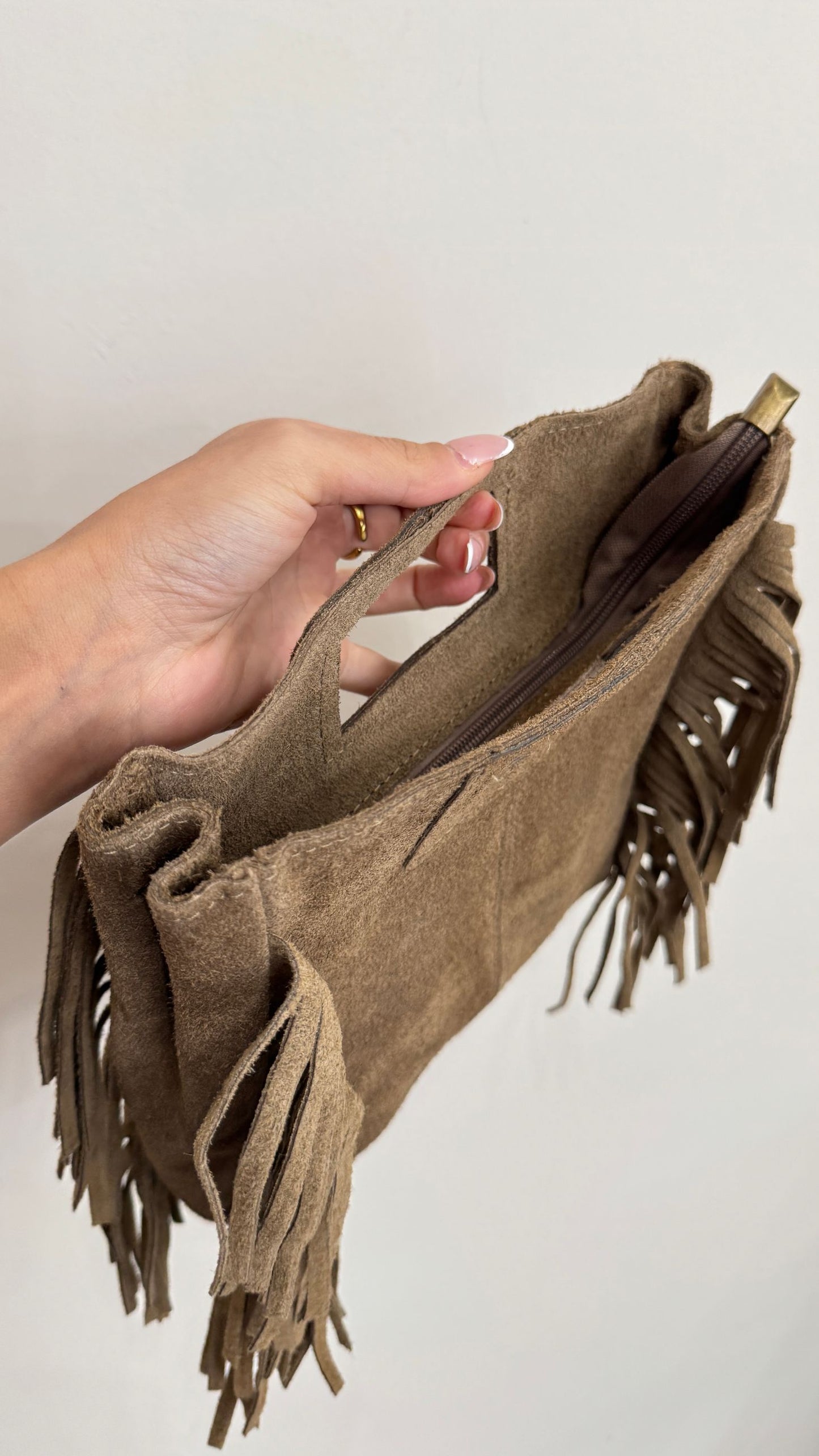 Borsa frange beige