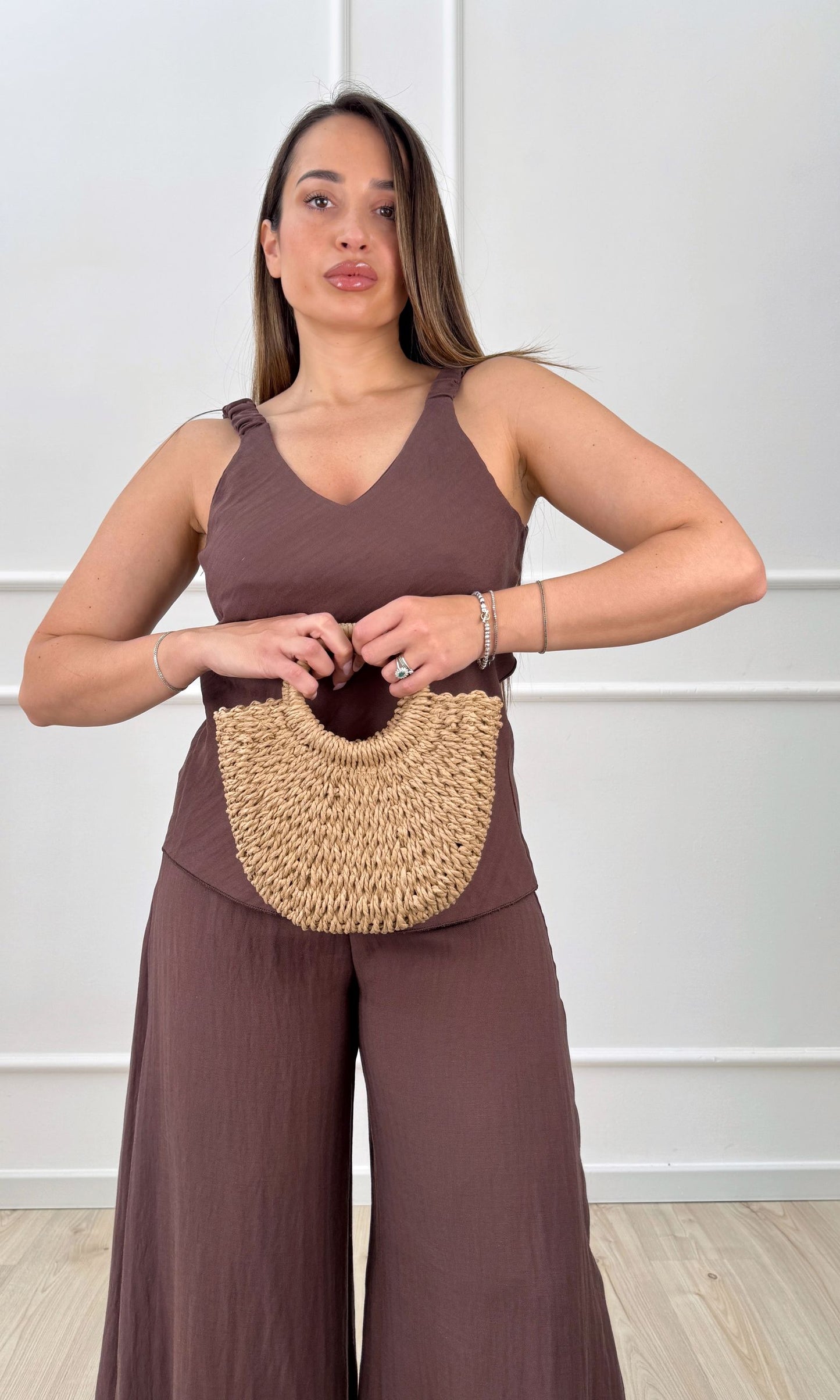 Borsa in paglia piccola Khaki