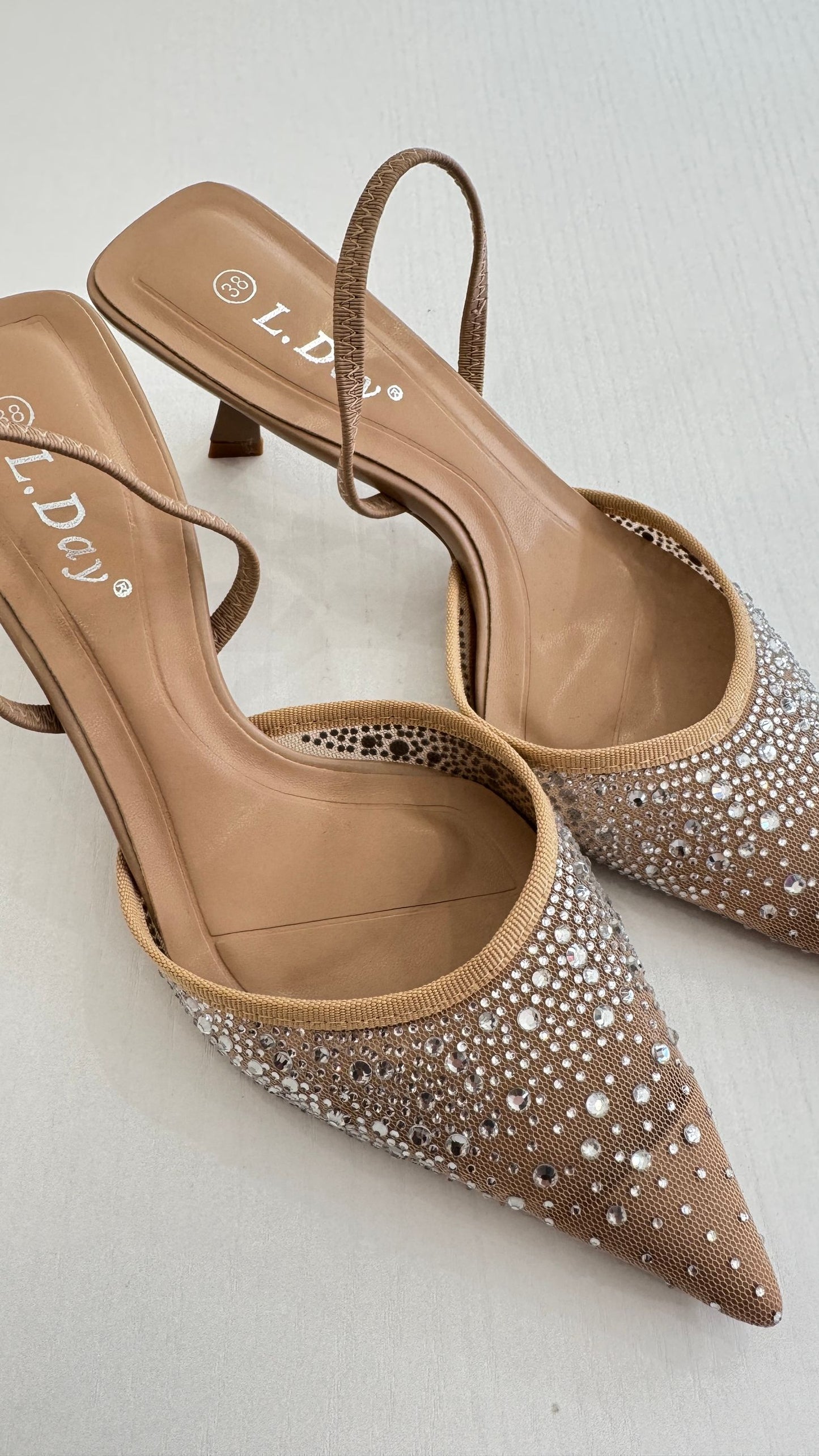 Slingback nude con brillantini