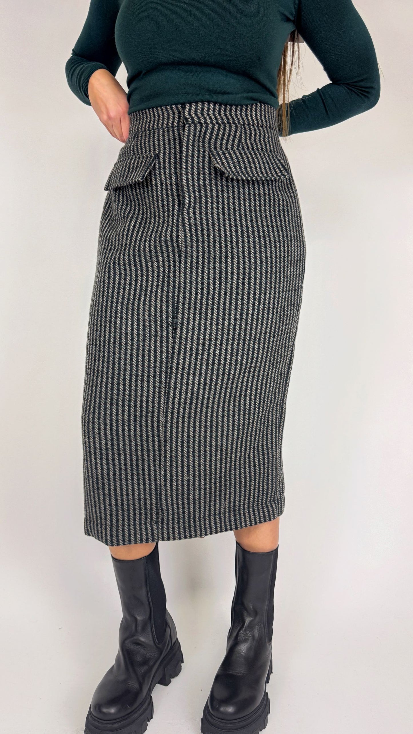 Gonna Pied de Poule verde