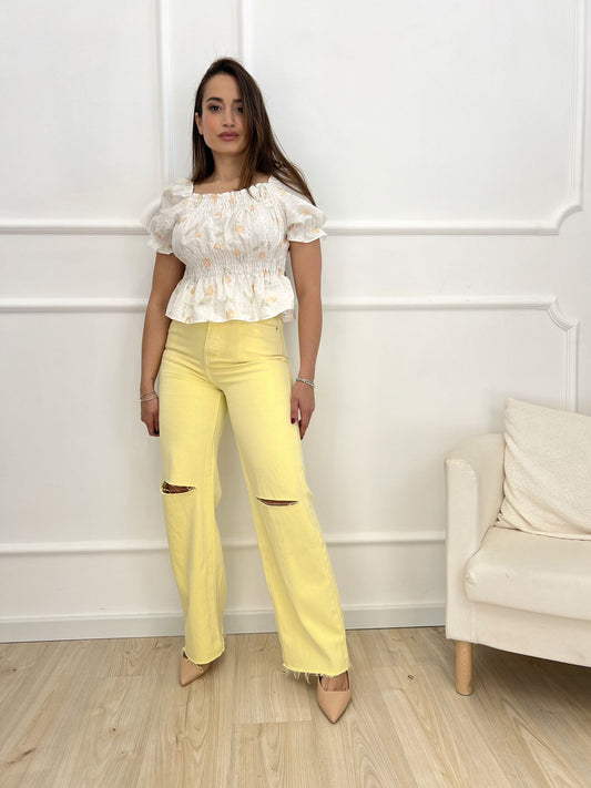 Jeans palazzo giallo