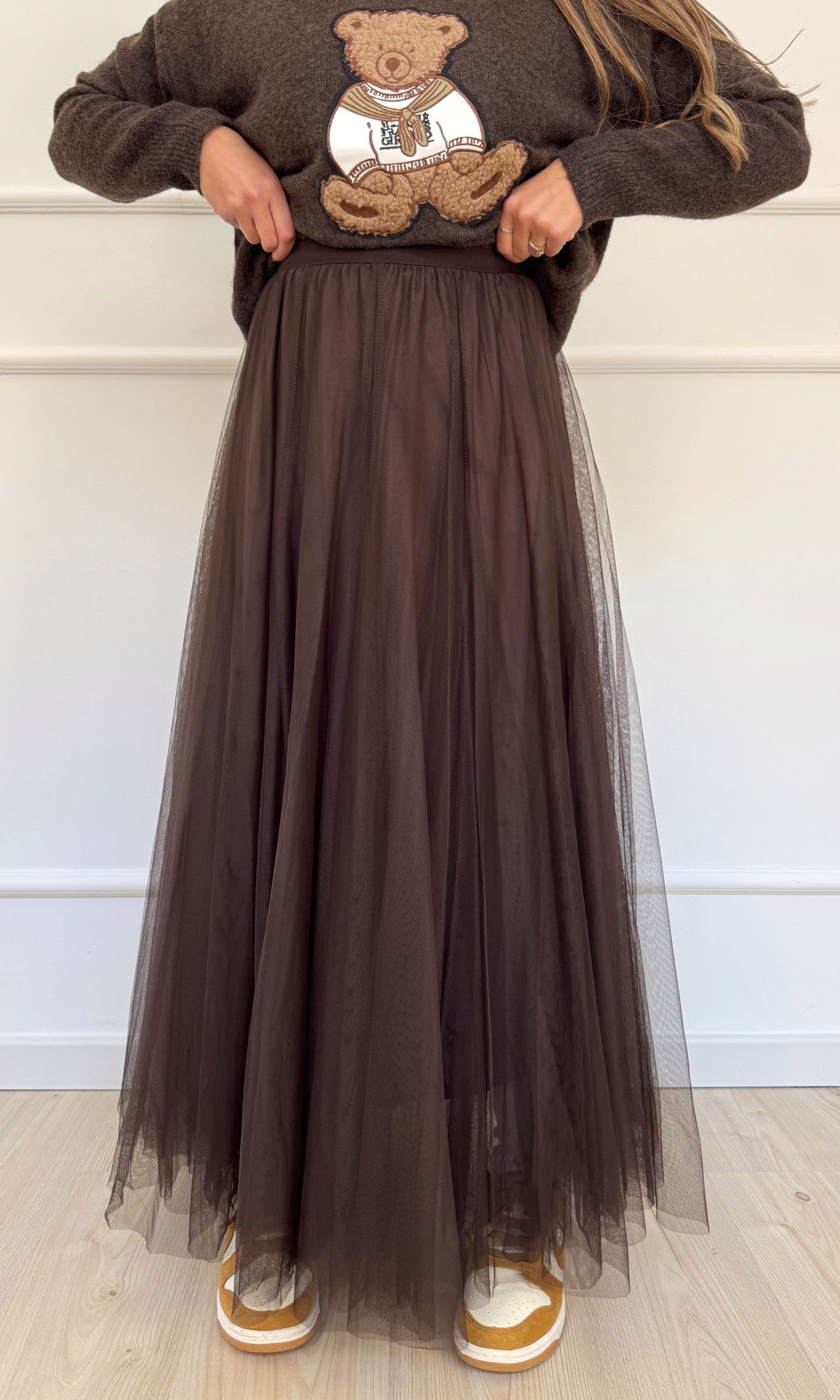Gonna in tulle marrone