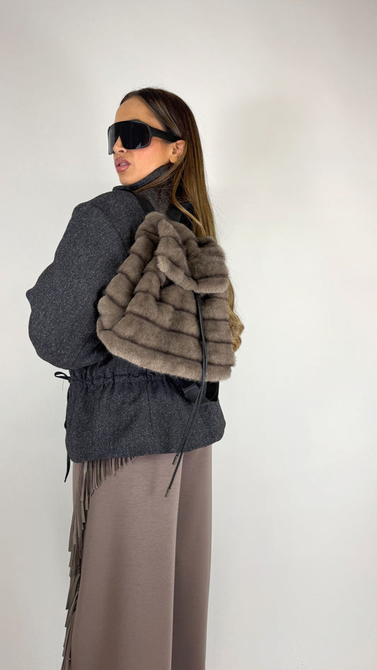 Zaino in ecopelliccia grigio