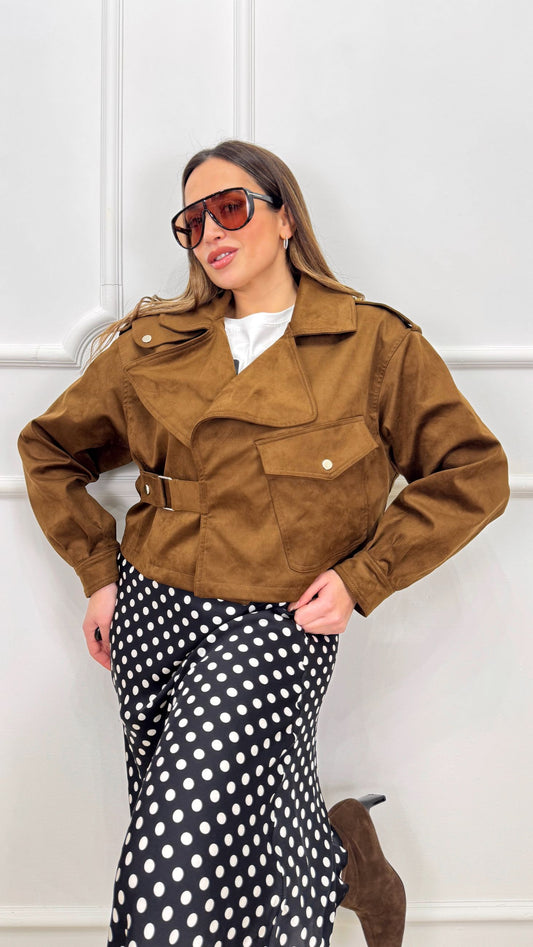 Giacca camoscio con fibbie