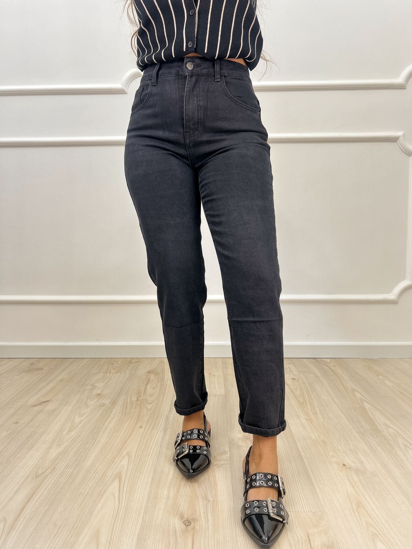 Jeans mom fit nero