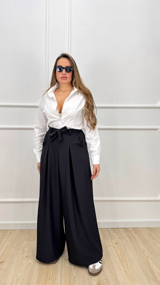 Pantalone palazzo con fiocco