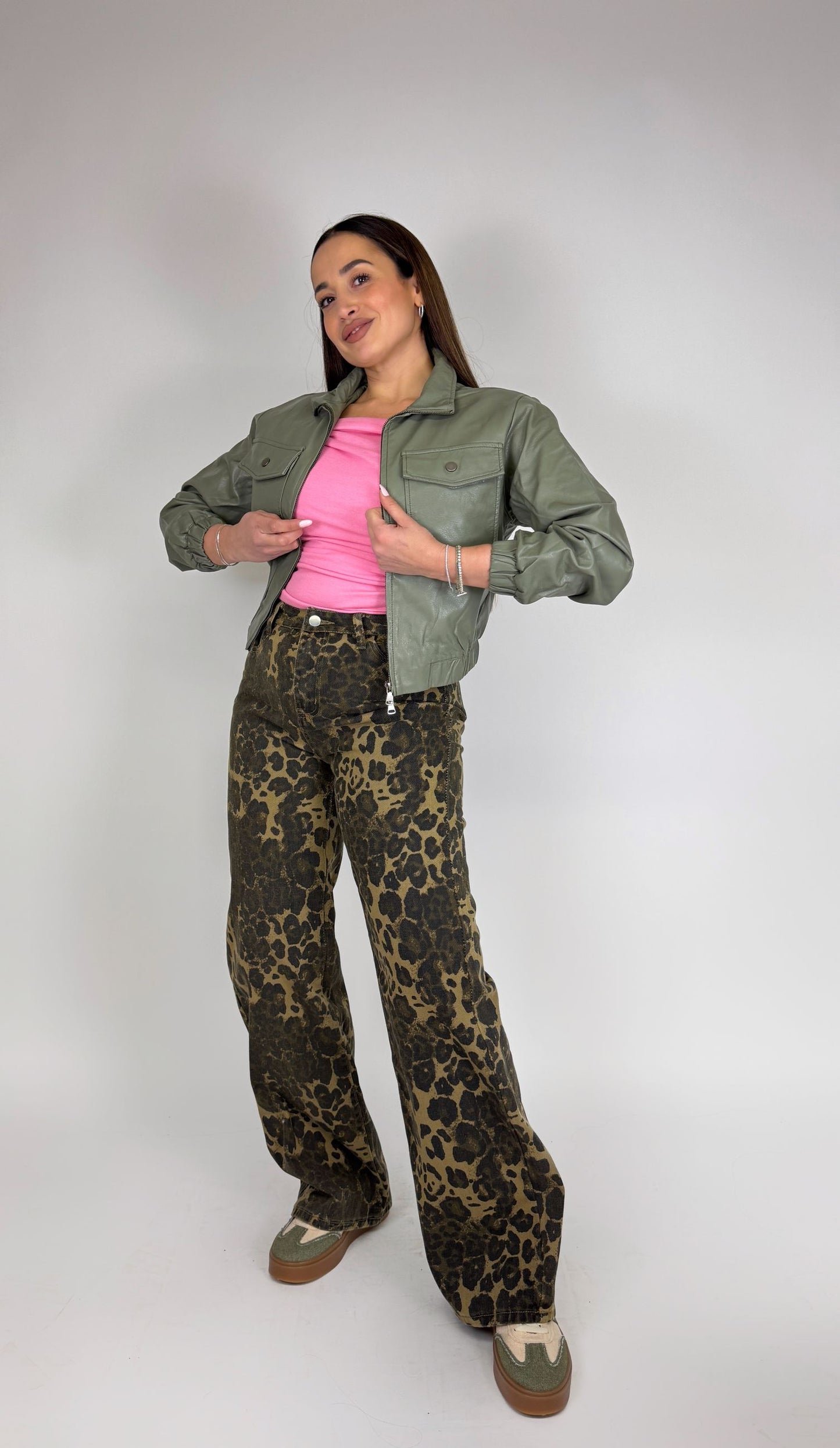 Bomber in ecopelle Verde