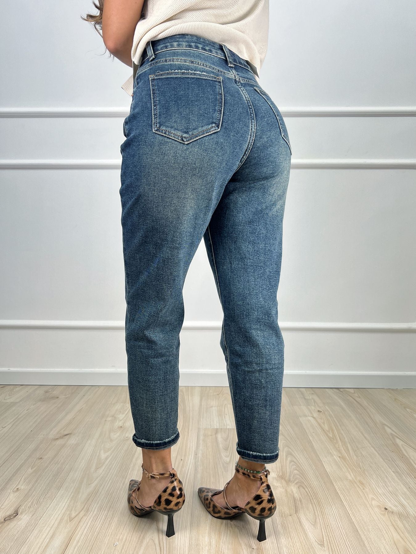 Jeans mom fit sabbiato