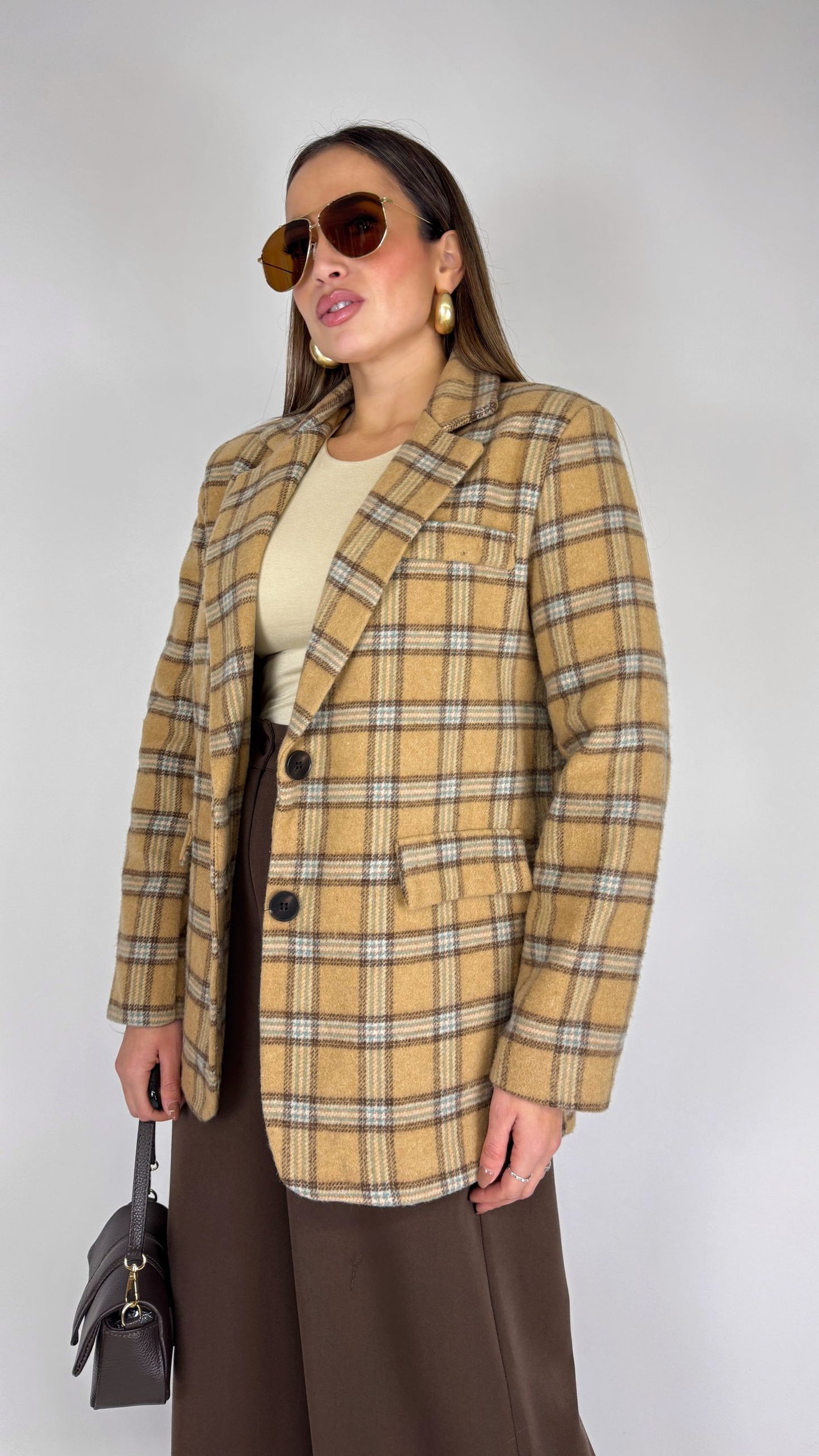 Giacca monopetto a quadri