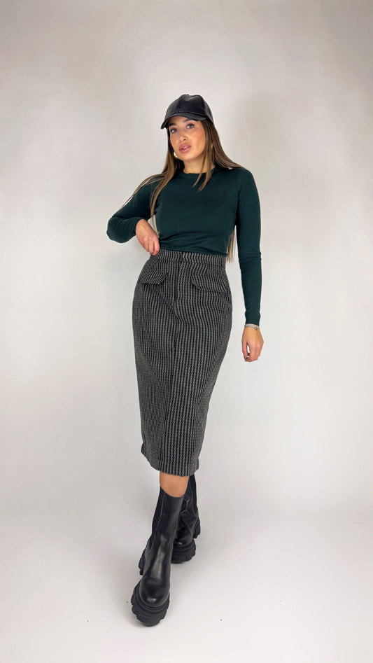 Gonna Pied de Poule verde