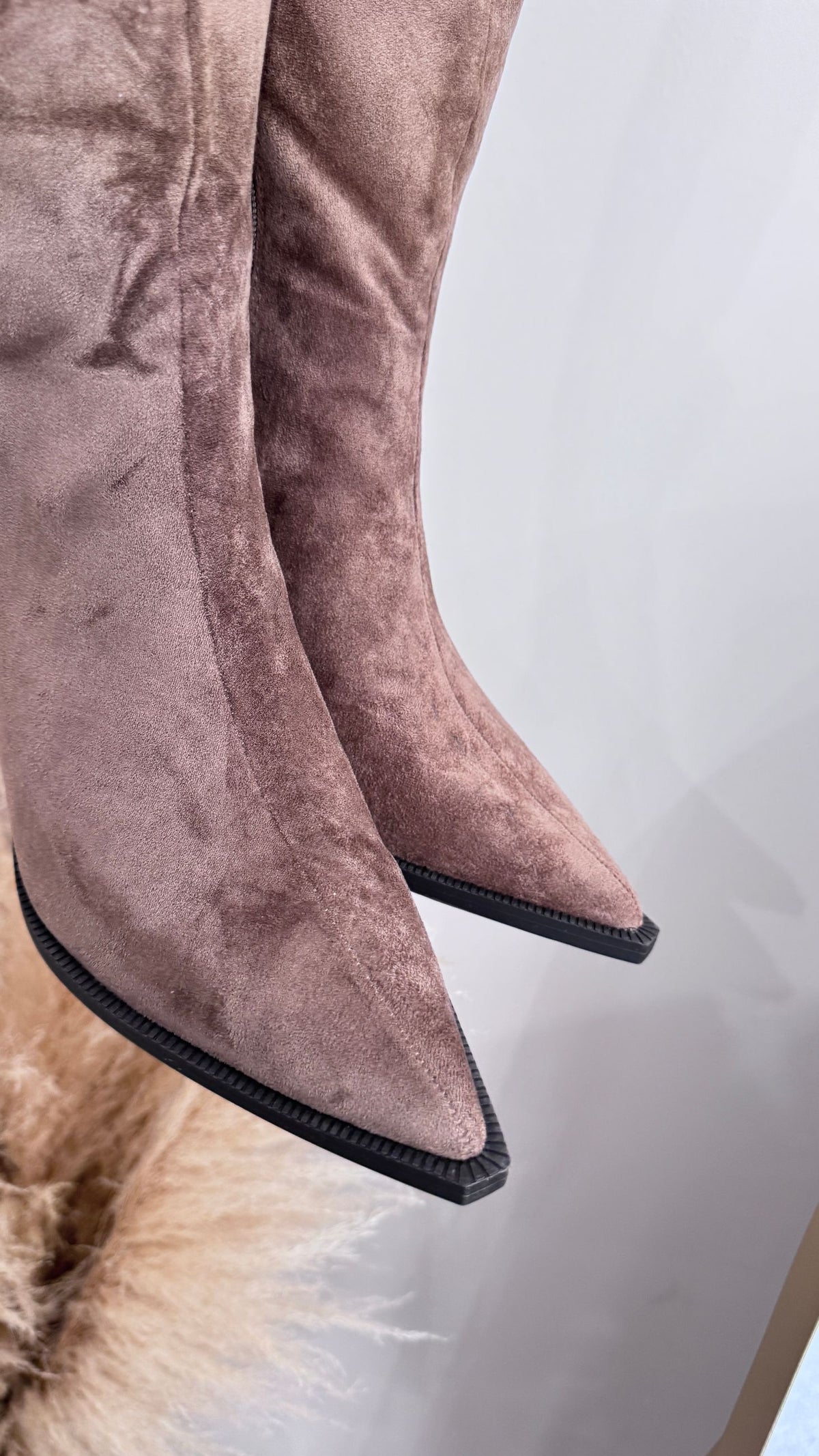Stivale texano beige camoscio