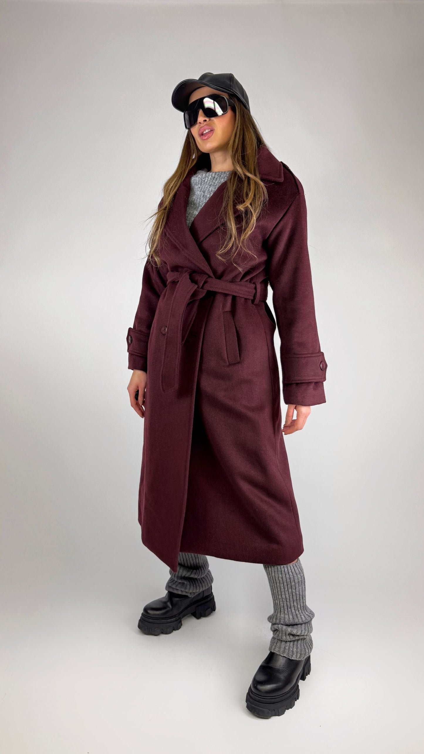 Cappotto Doppiopetto Bordeaux 'By Miriam Russo'