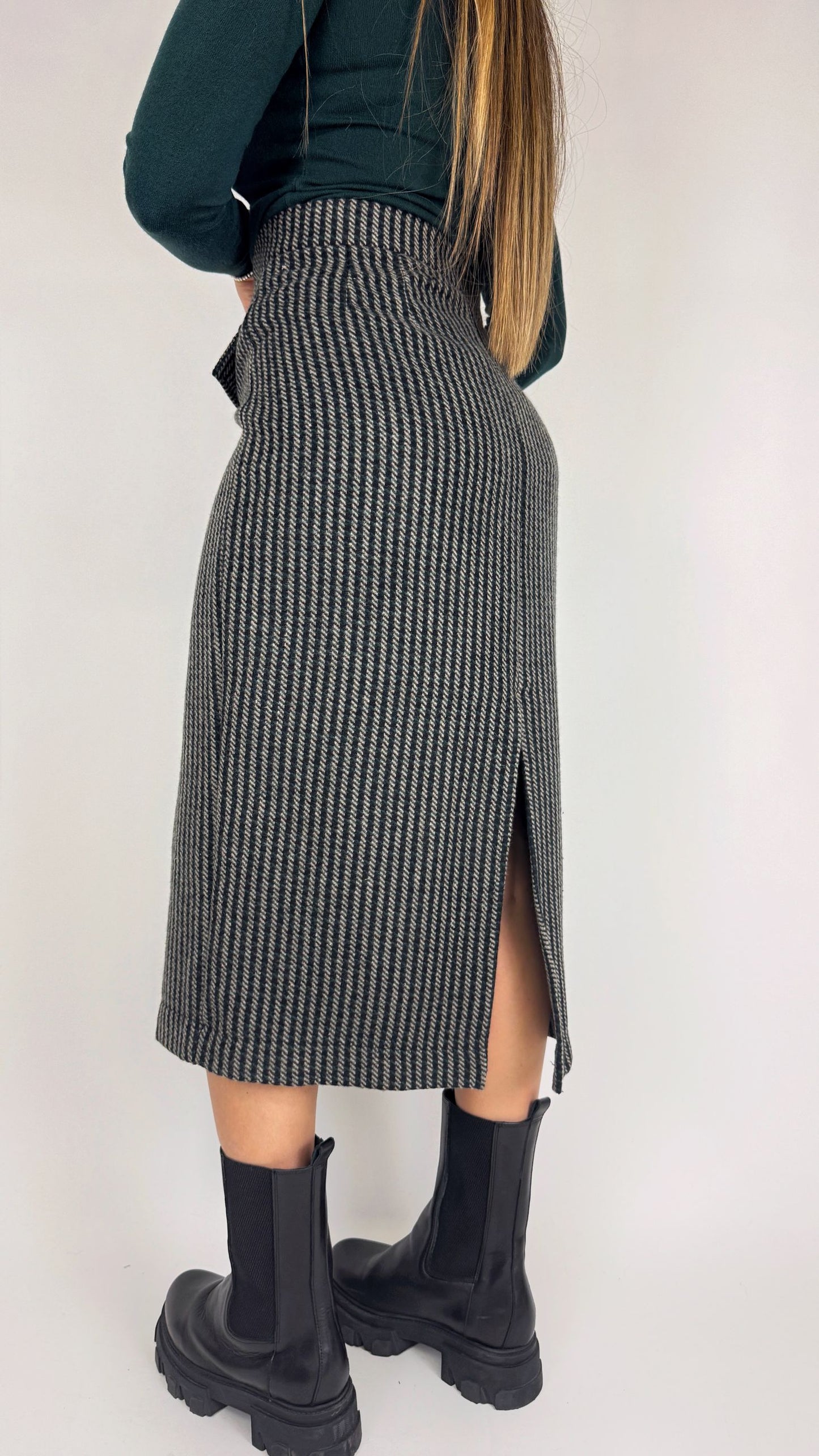 Gonna Pied de Poule verde