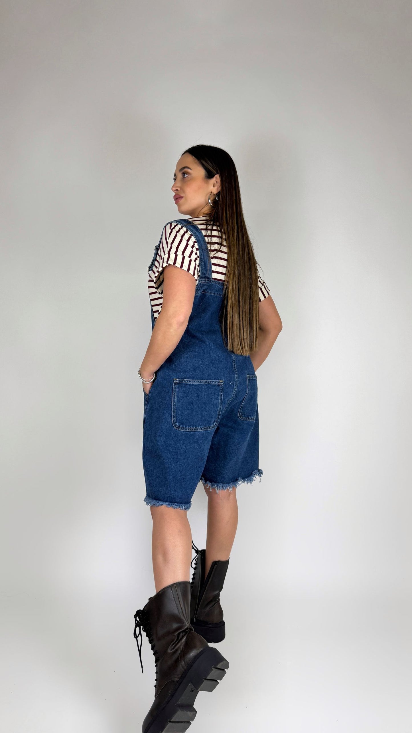Salopette pantaloncino denim