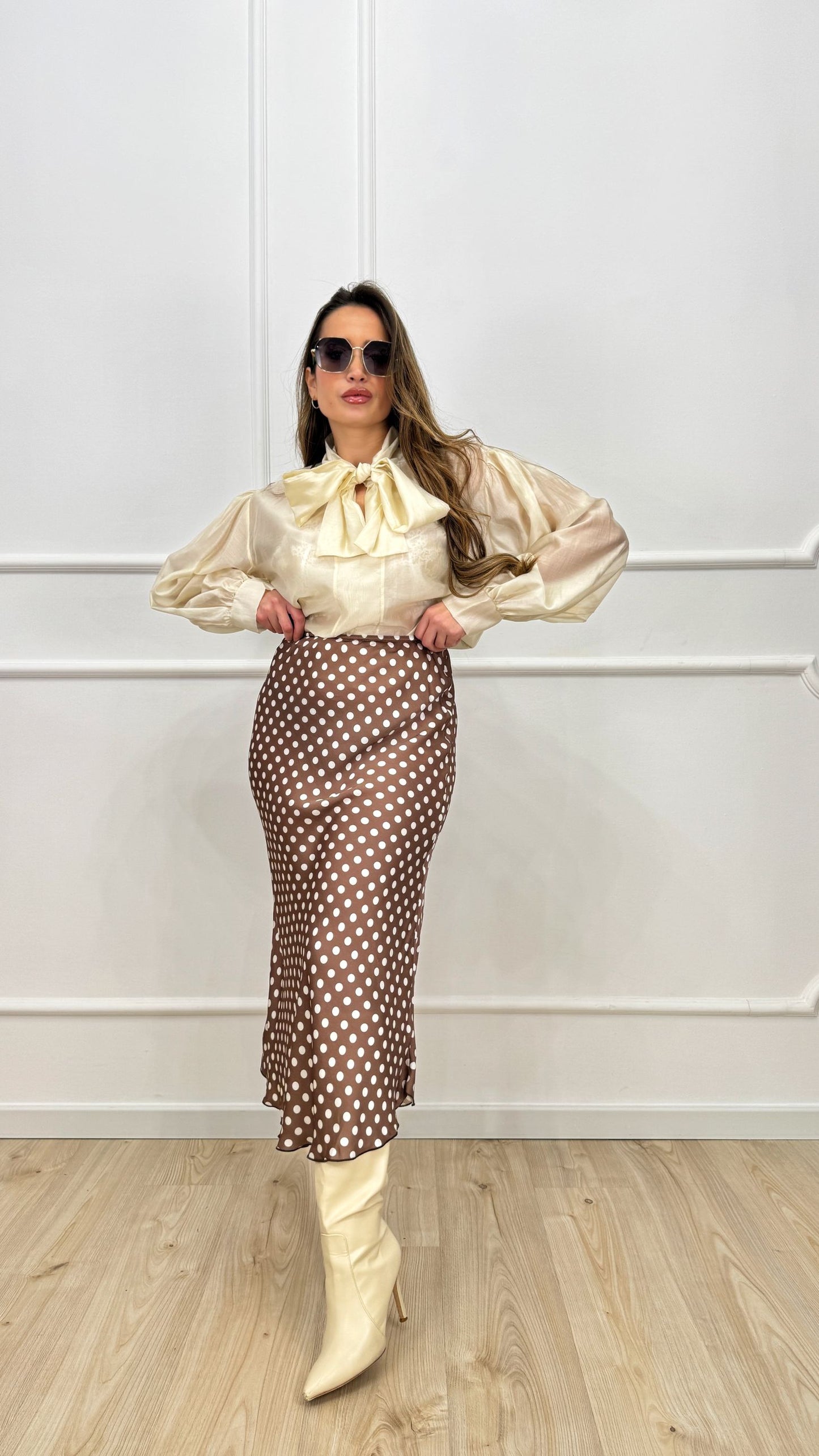 Camicia in tencel con fiocco