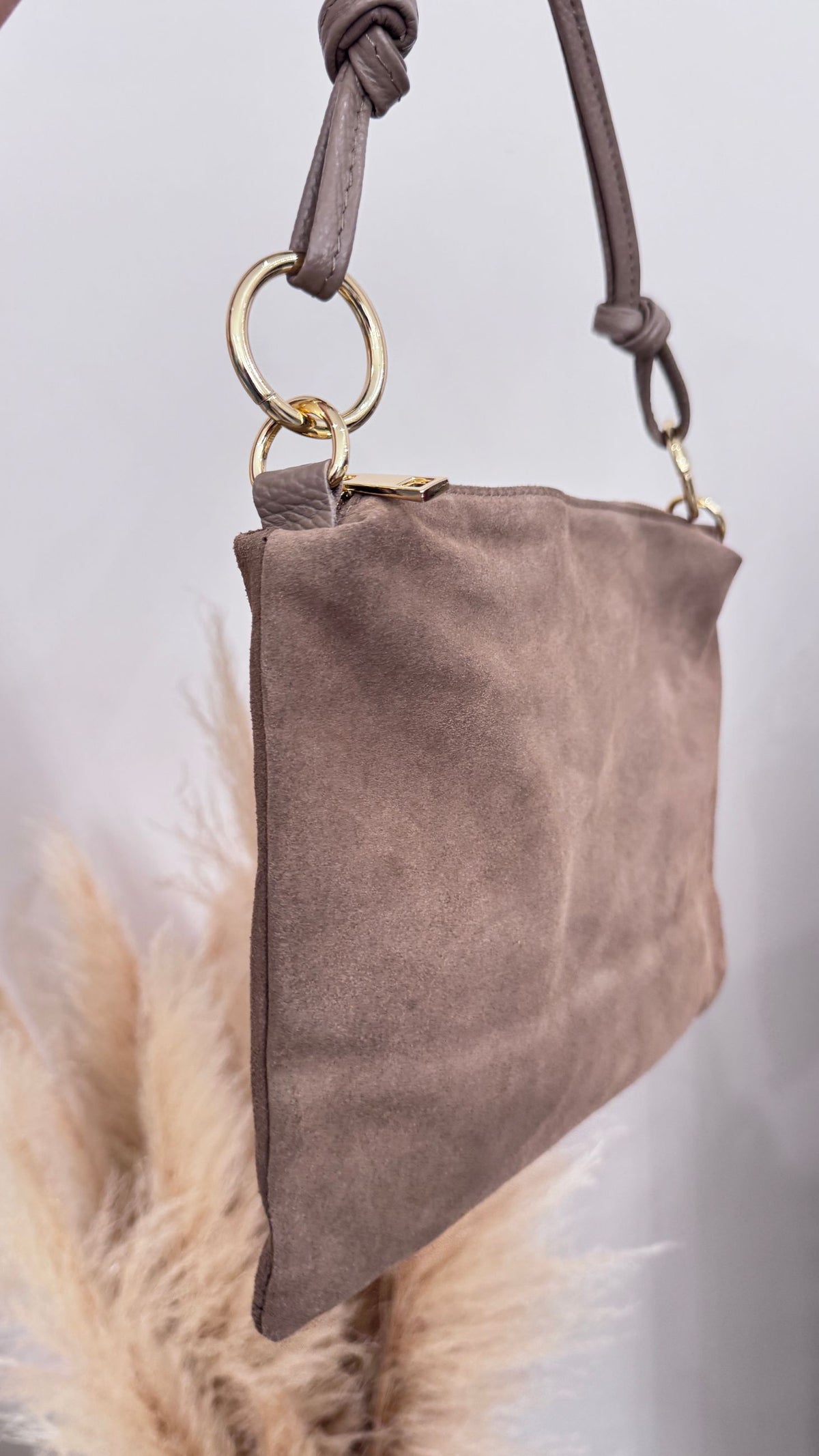 Borsa camoscio beige