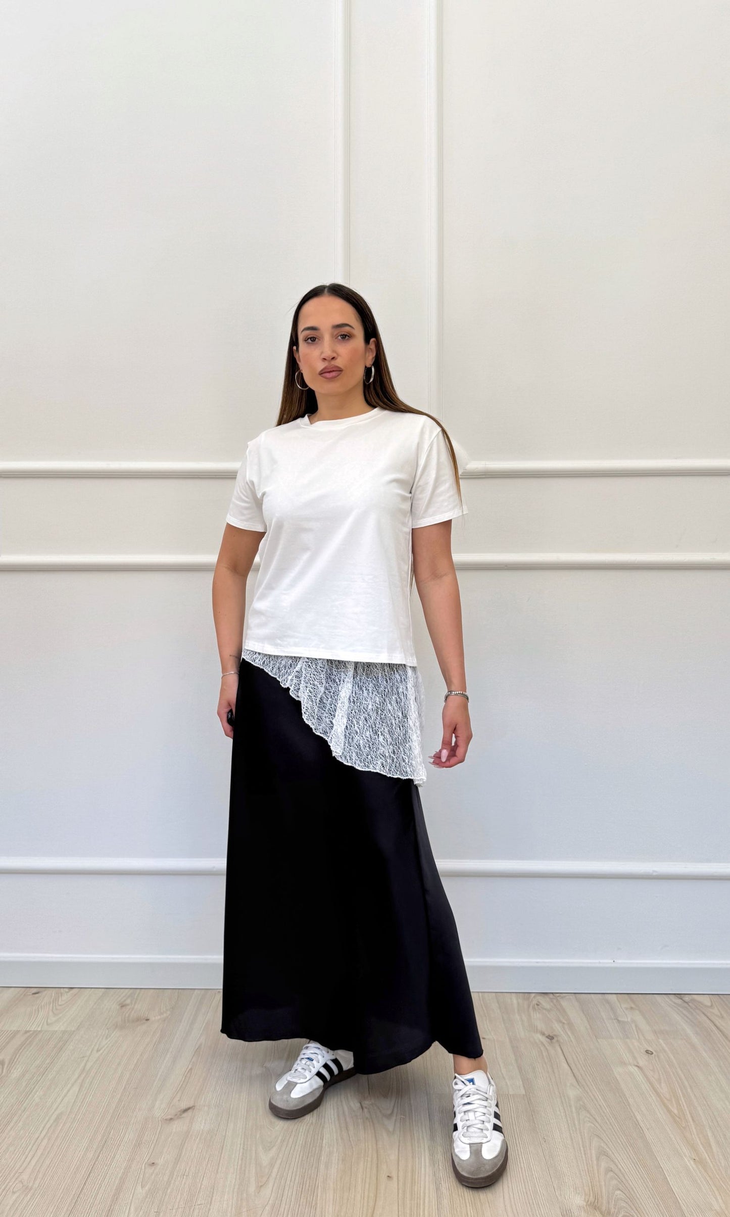Gonna in satin midi