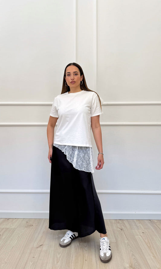 Gonna in satin midi
