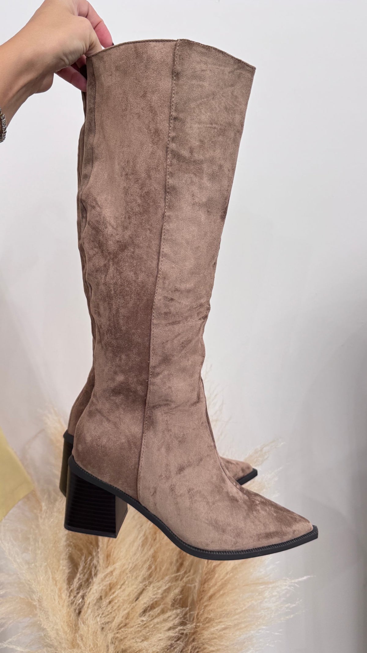 Stivale texano beige camoscio