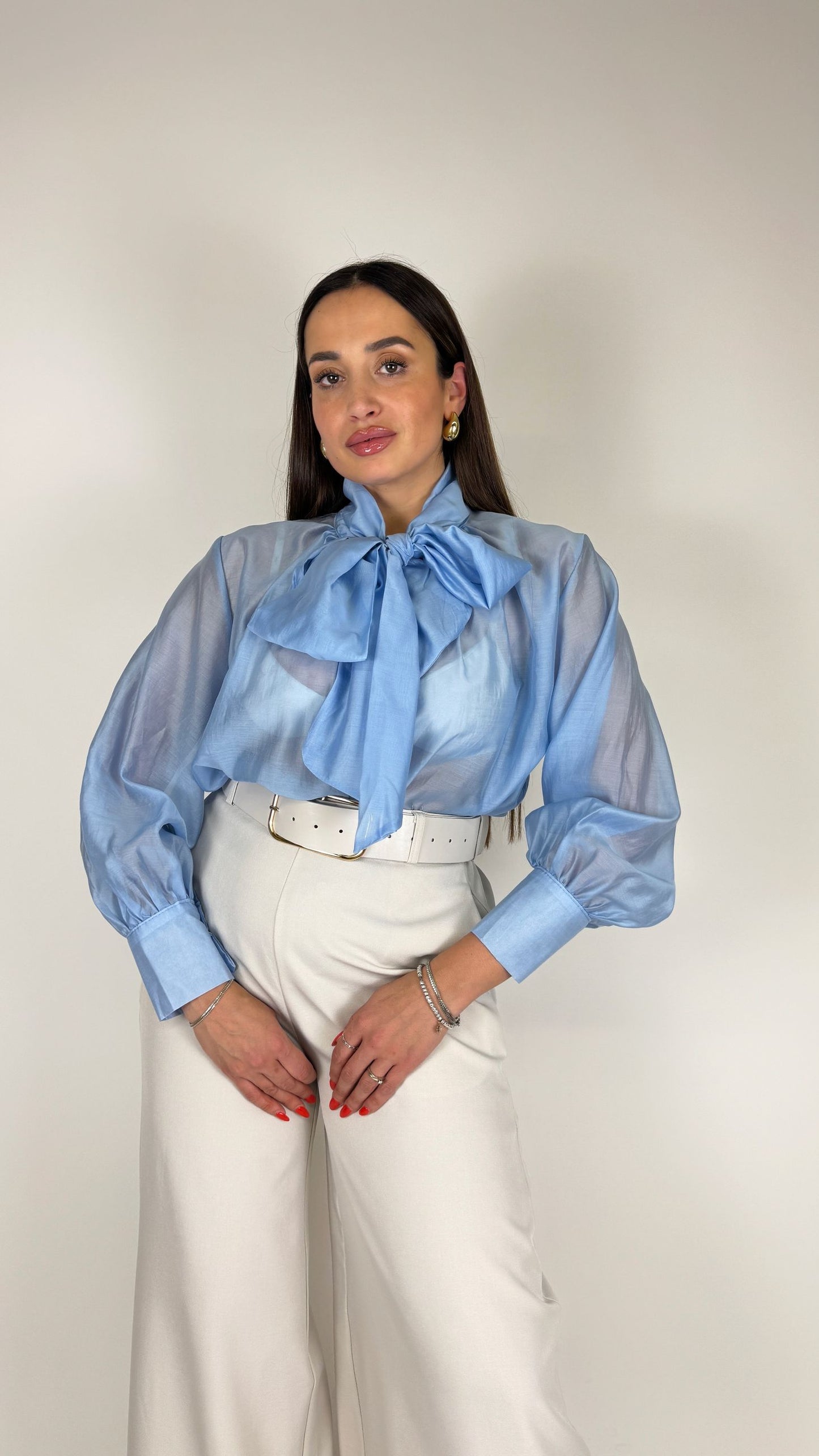 Camicia Tencel con fiocco