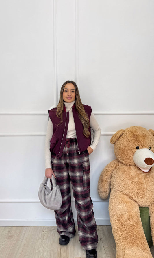 Pantalone a quadri Lumina Bordeaux