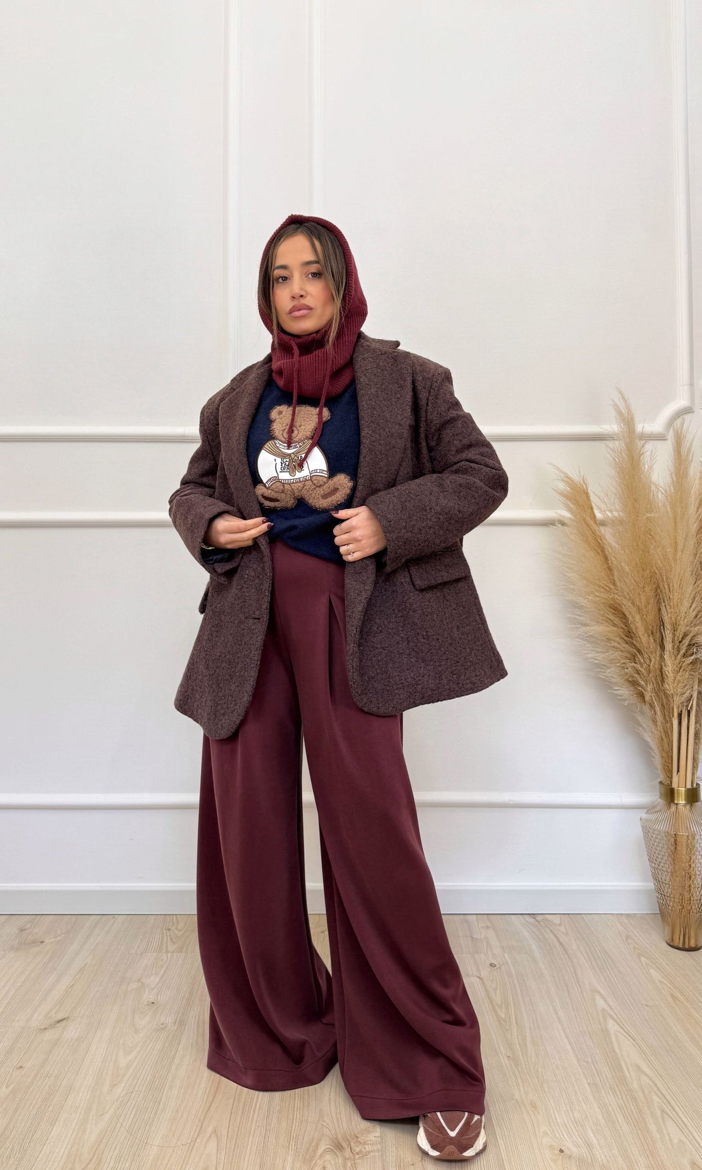 Pantalone modello tuta bordeaux