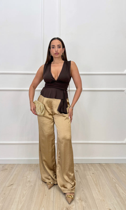 Pantalone palazzo in satin