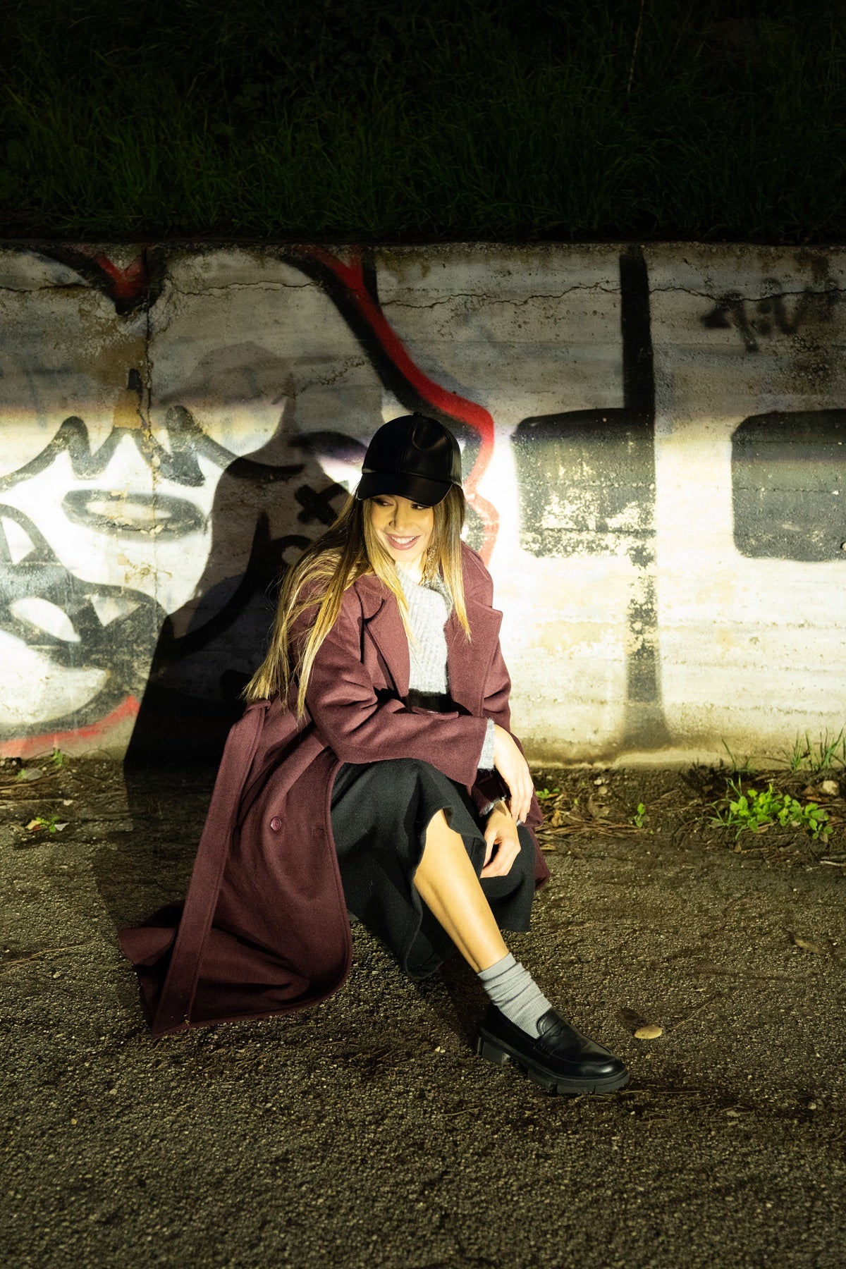 Cappotto Doppiopetto Bordeaux 'By Miriam Russo'