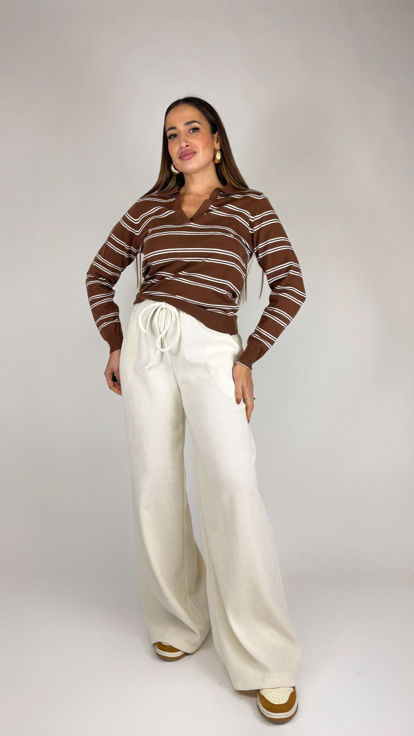 Maglia polo righe sottili