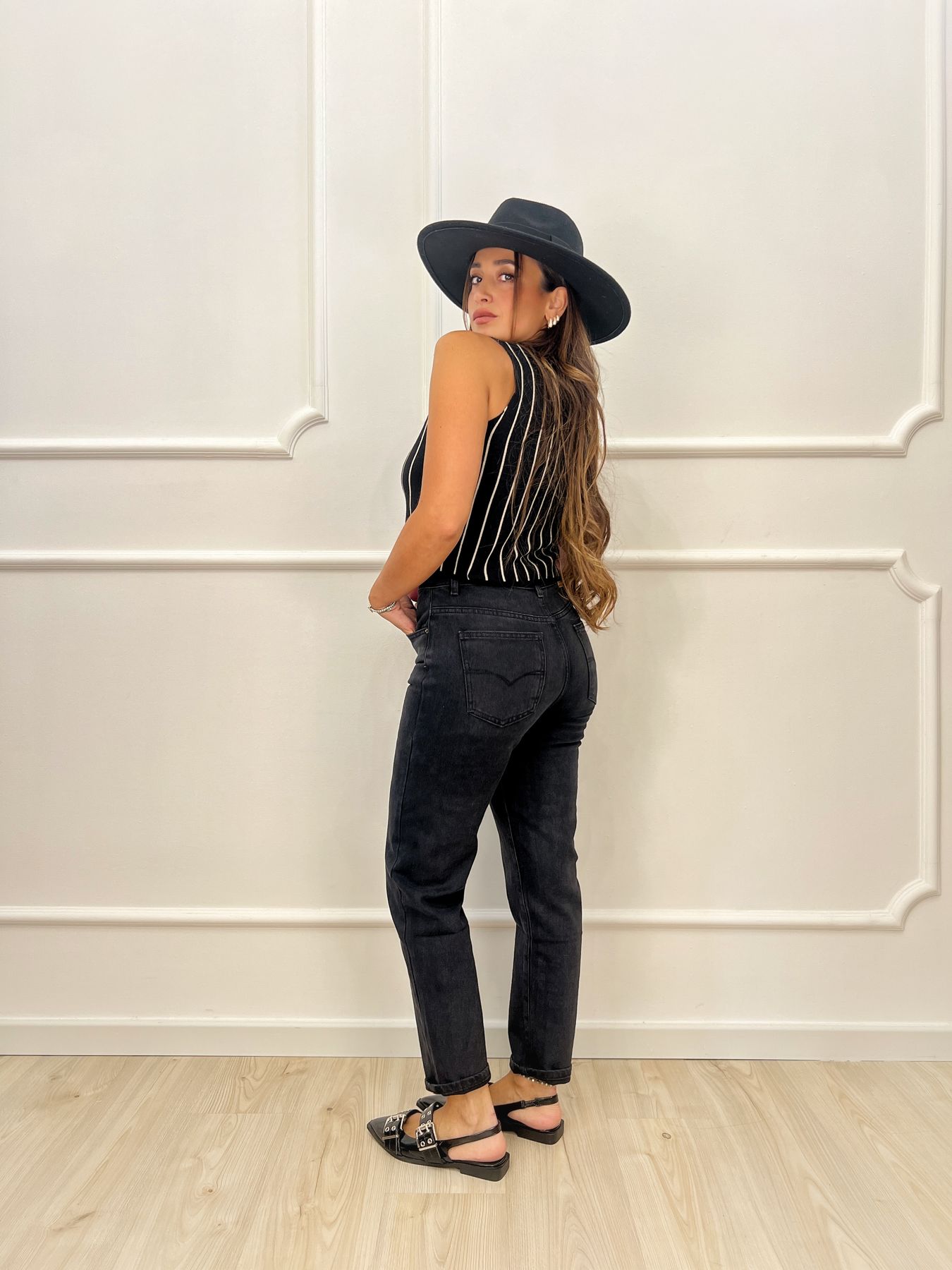 Jeans mom fit nero