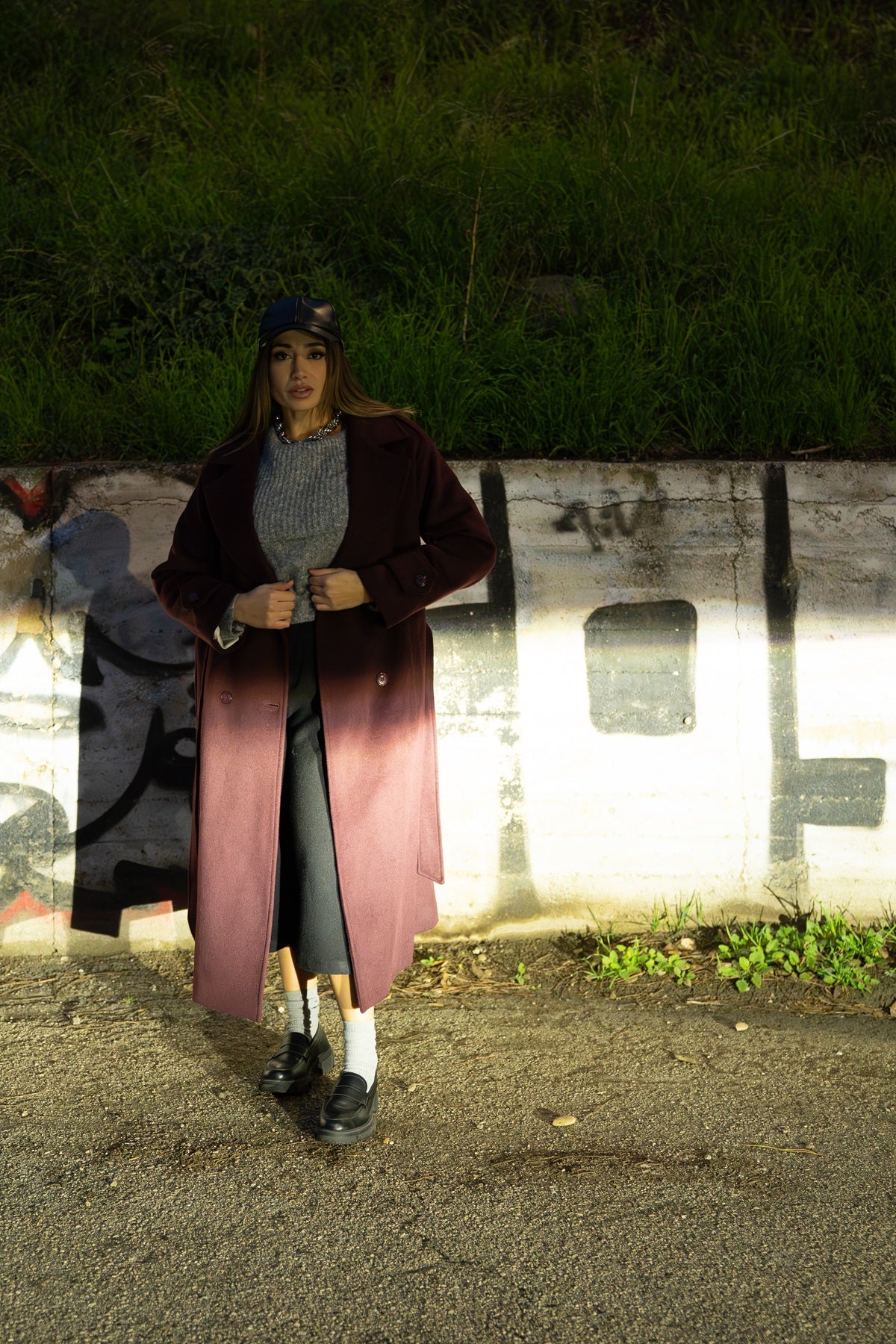 Cappotto Doppiopetto Bordeaux 'By Miriam Russo'