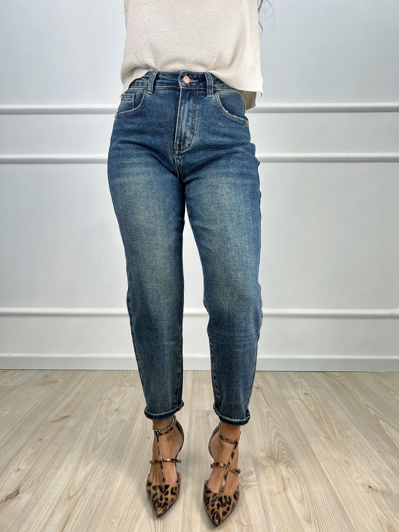 Jeans mom fit sabbiato