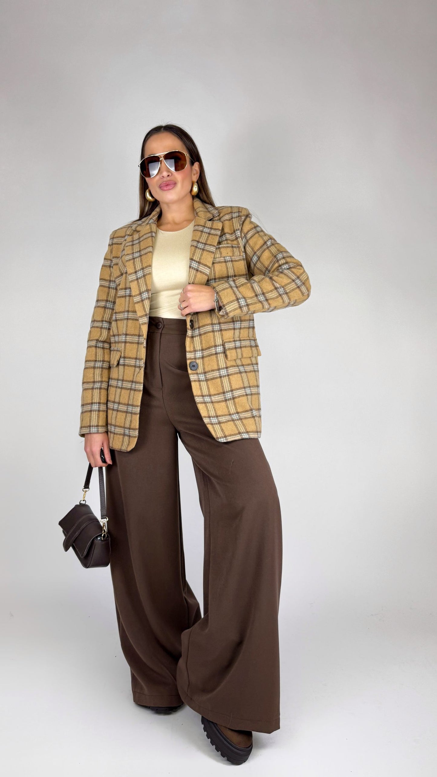 Giacca monopetto a quadri