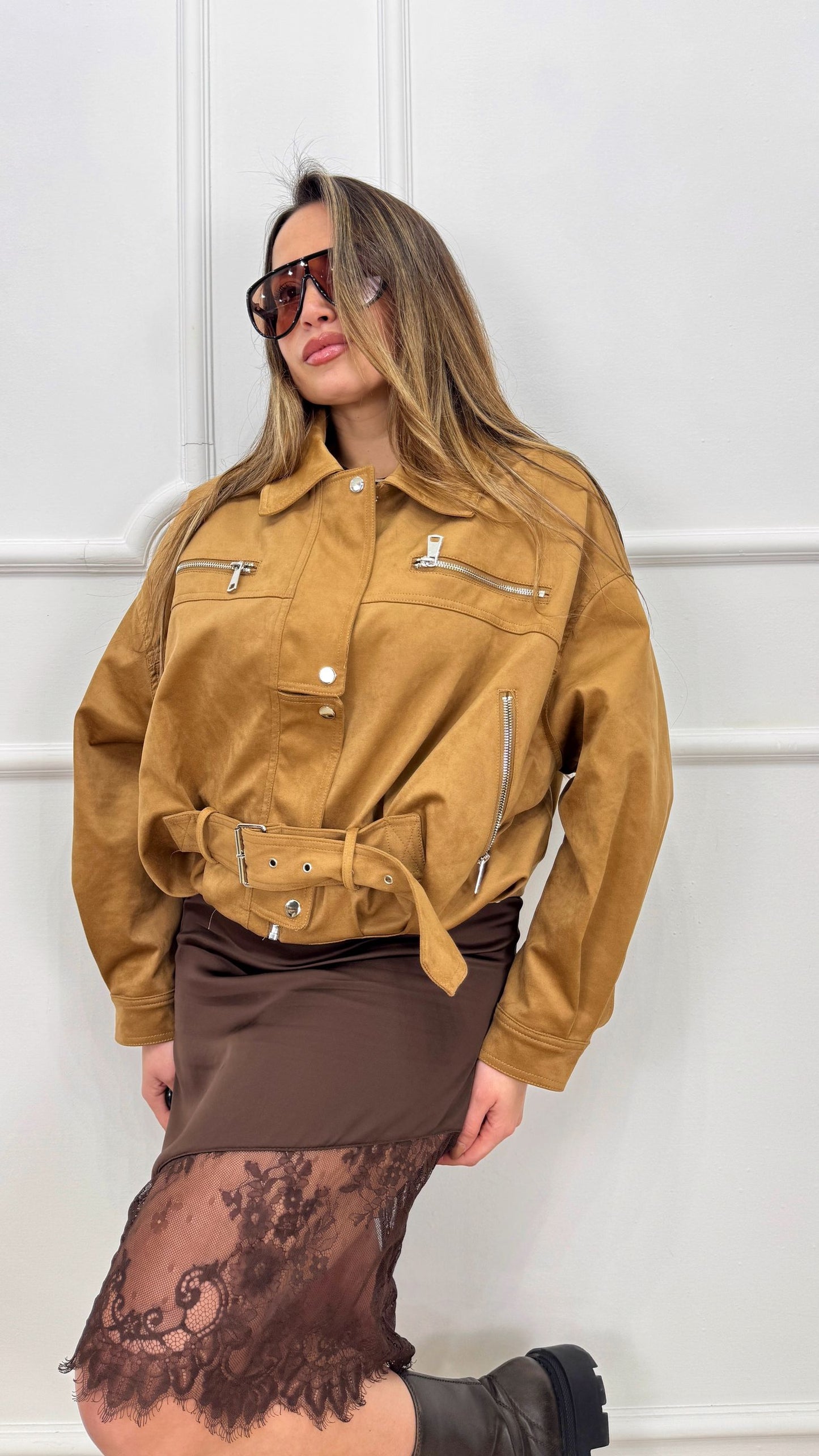 Giacca camoscio modello chiodo