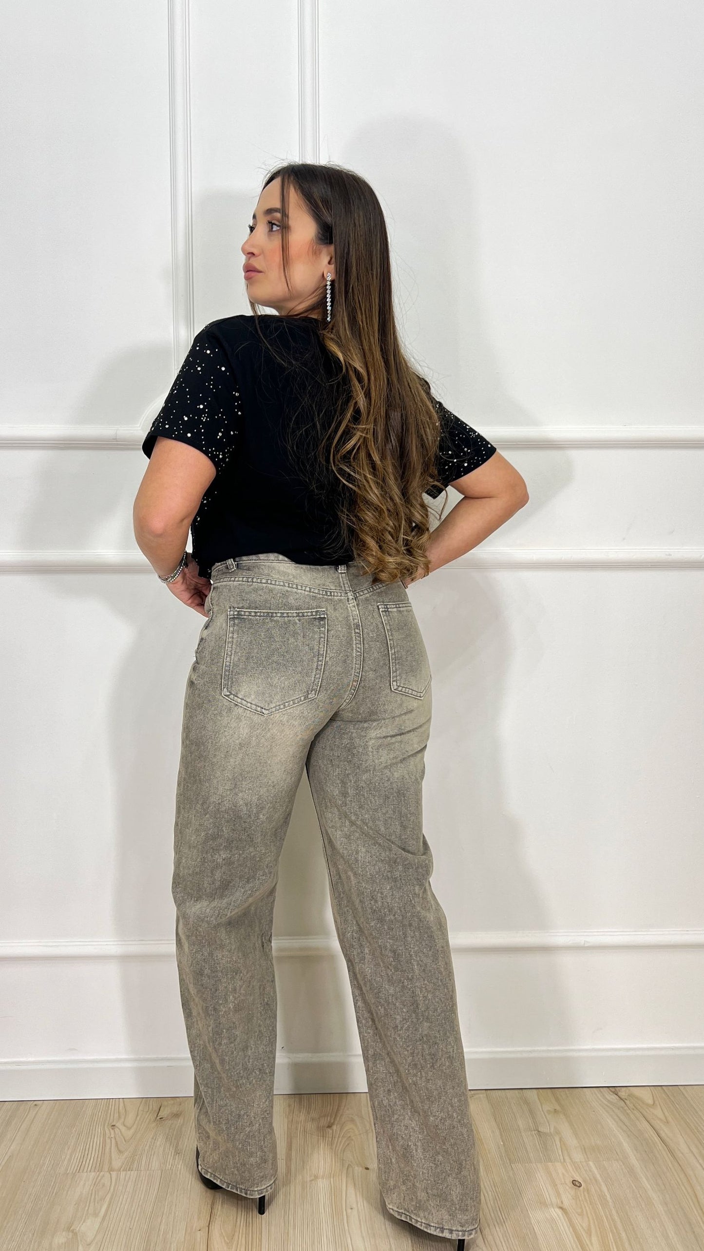Jeans sabbia gamba larga