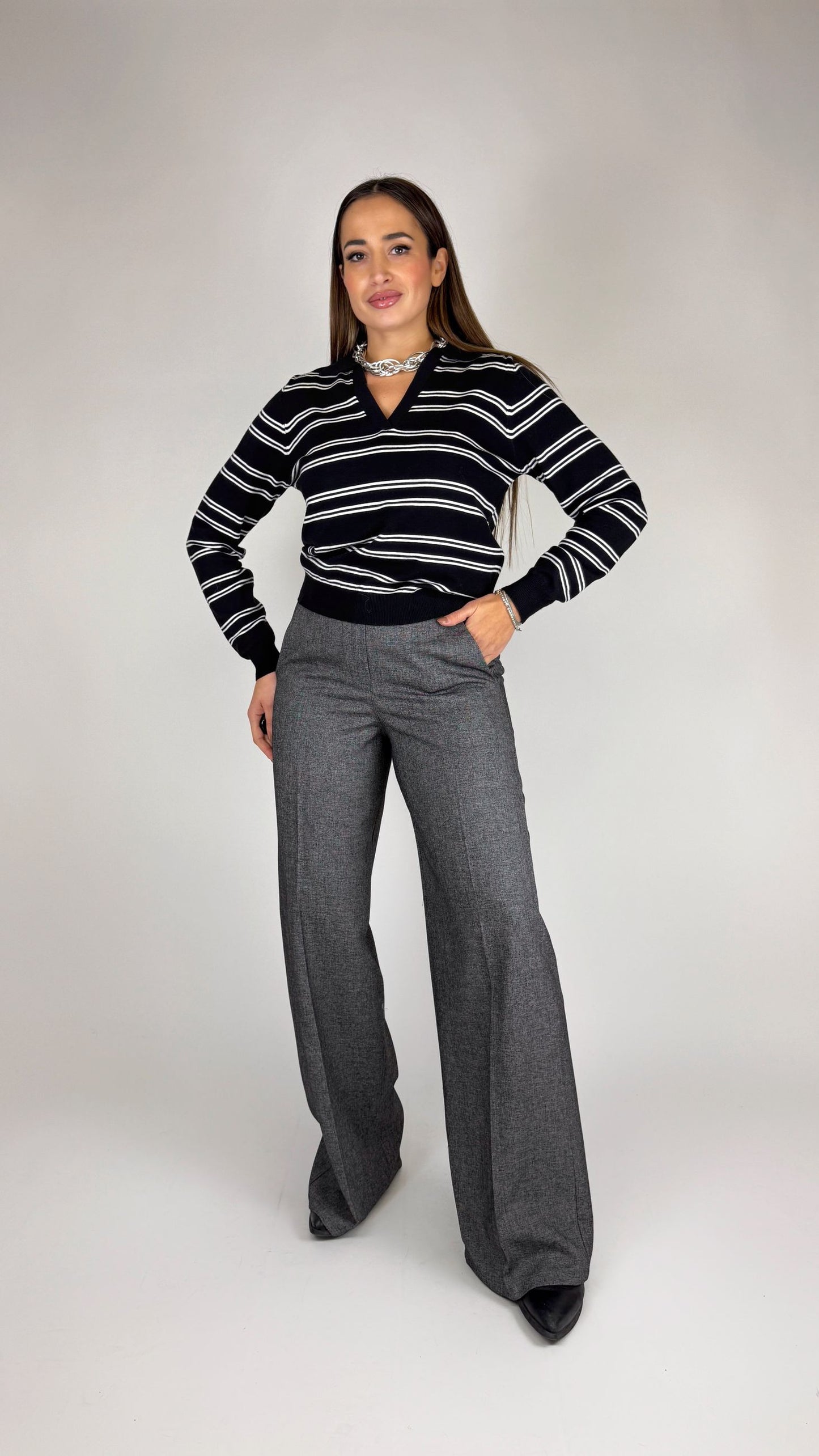 Maglia polo righe sottili