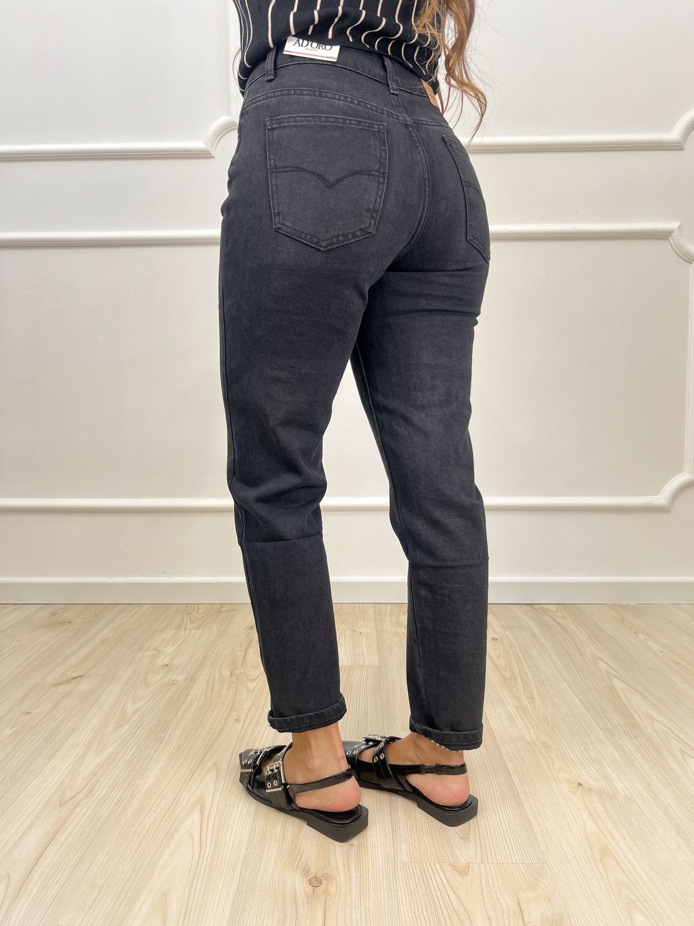 Jeans mom fit nero