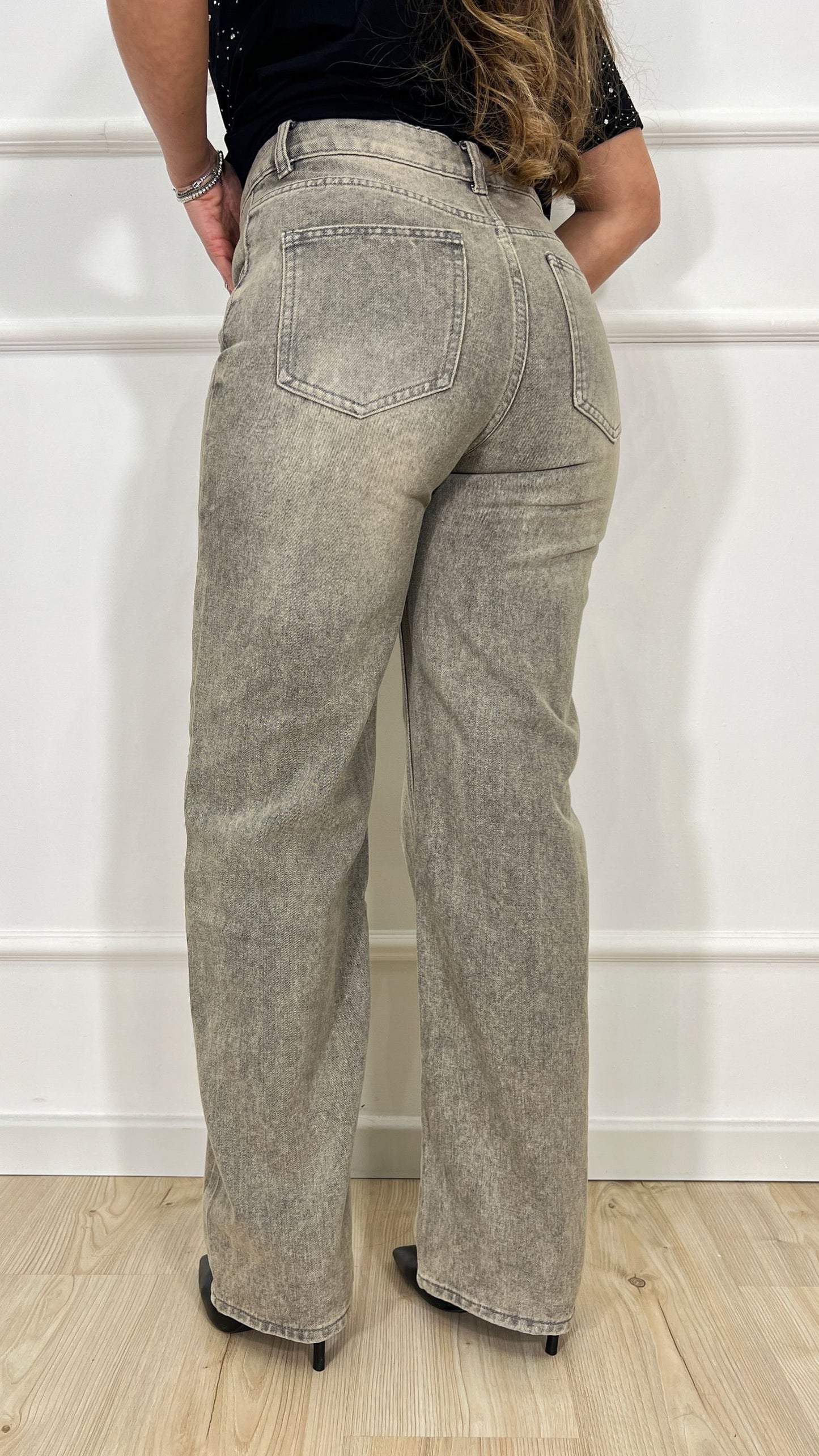 Jeans sabbia gamba larga