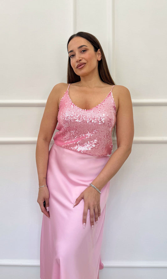 Top in paillettes rosa