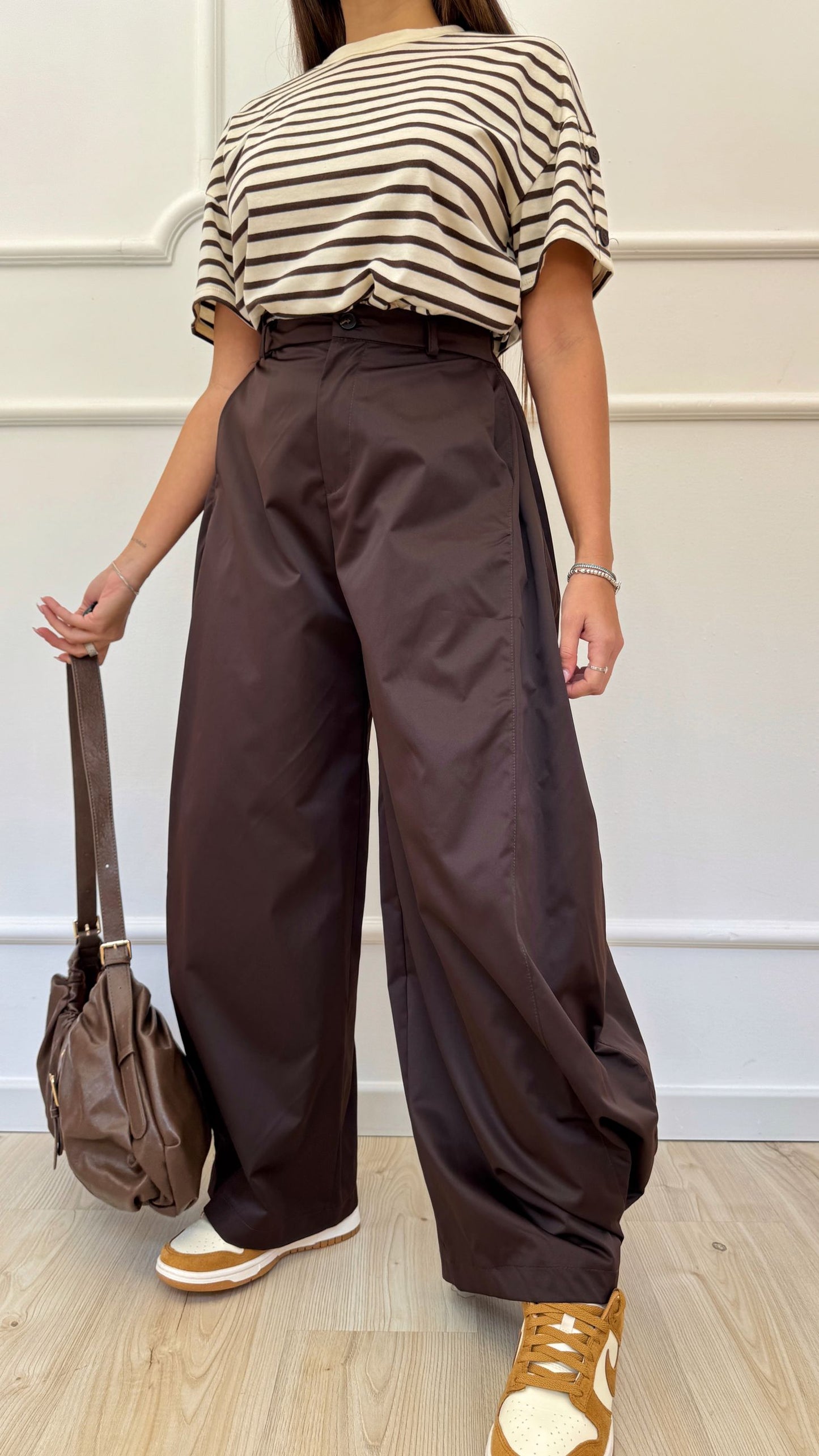 Pantalone balloon effetto raso