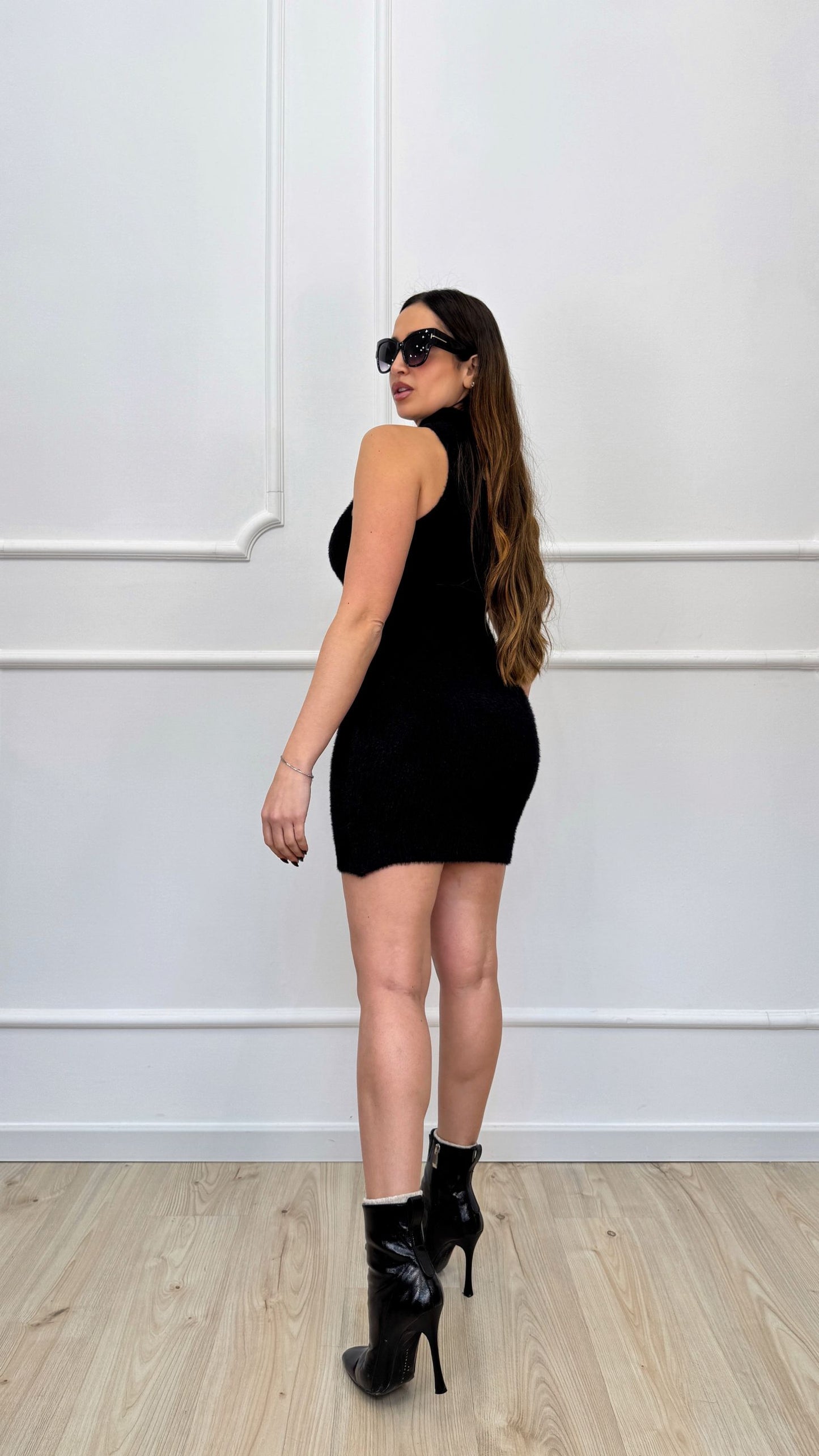 Vestito in maglina con pelo