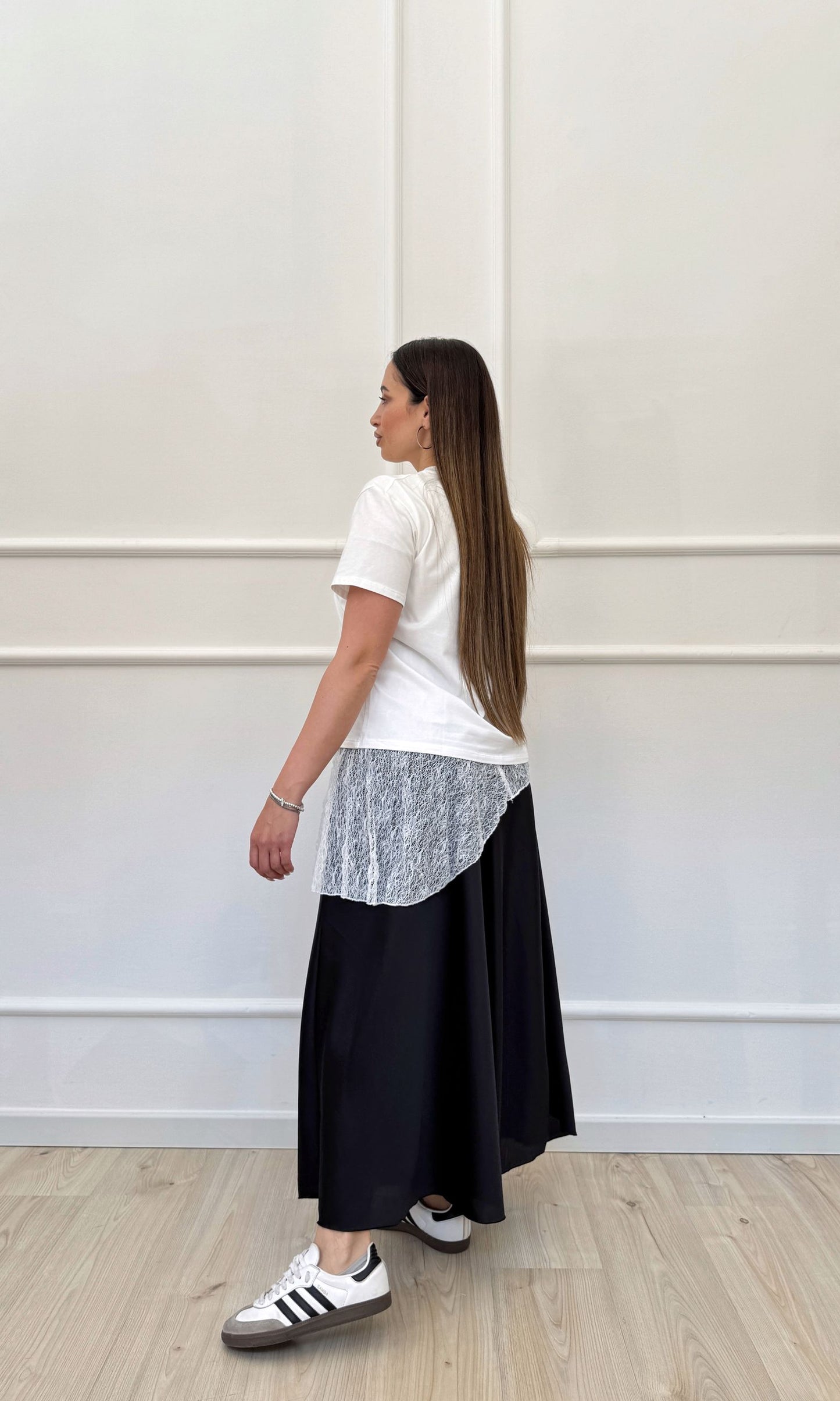 Gonna in satin midi