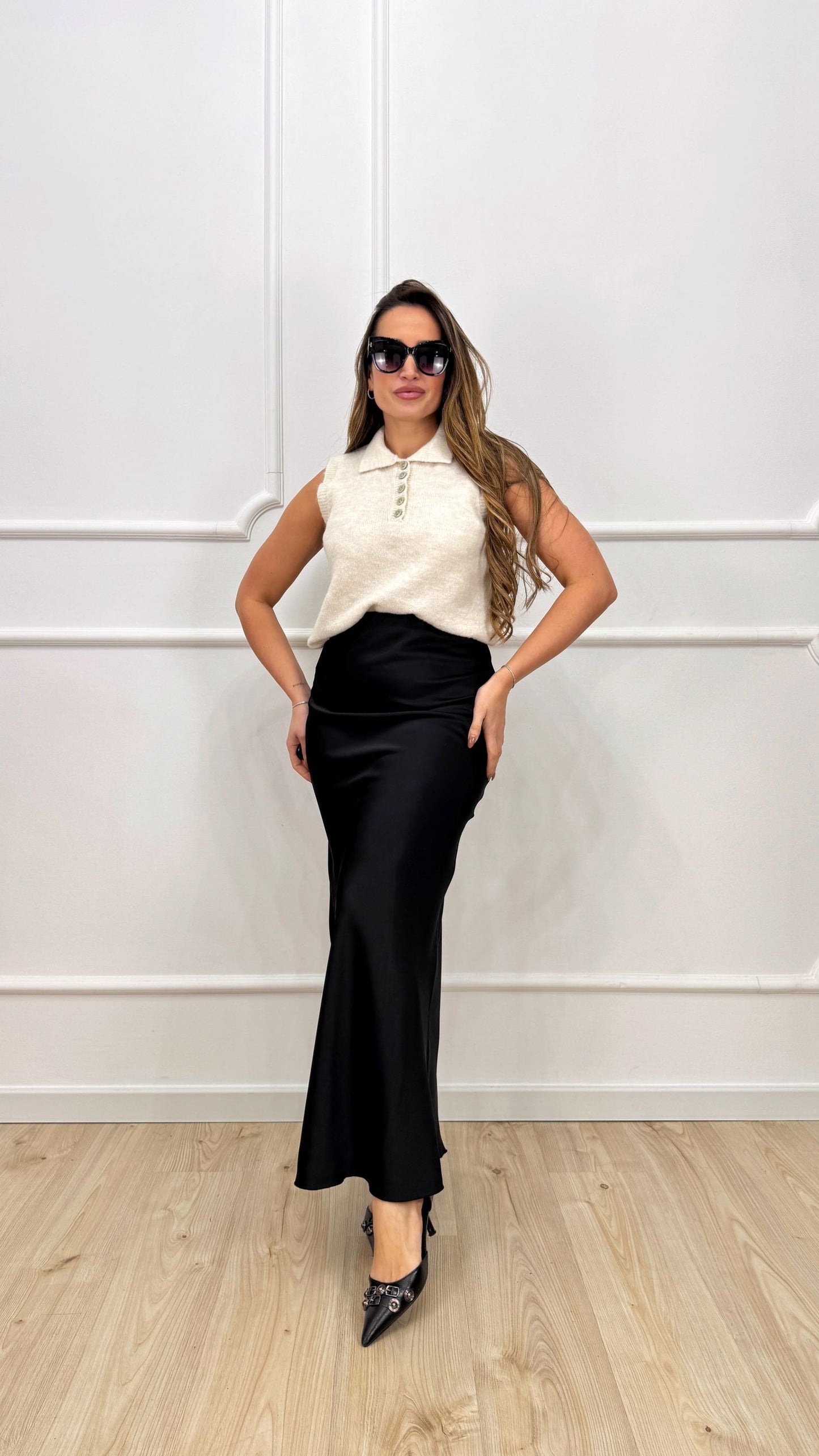 Gonna in satin lunga