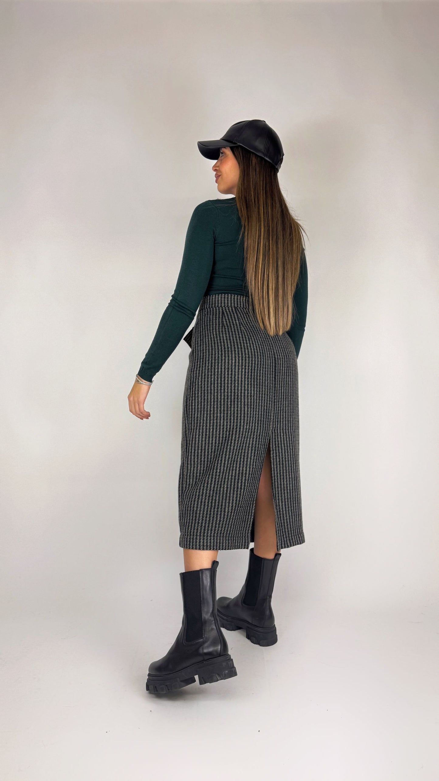 Gonna Pied de Poule verde